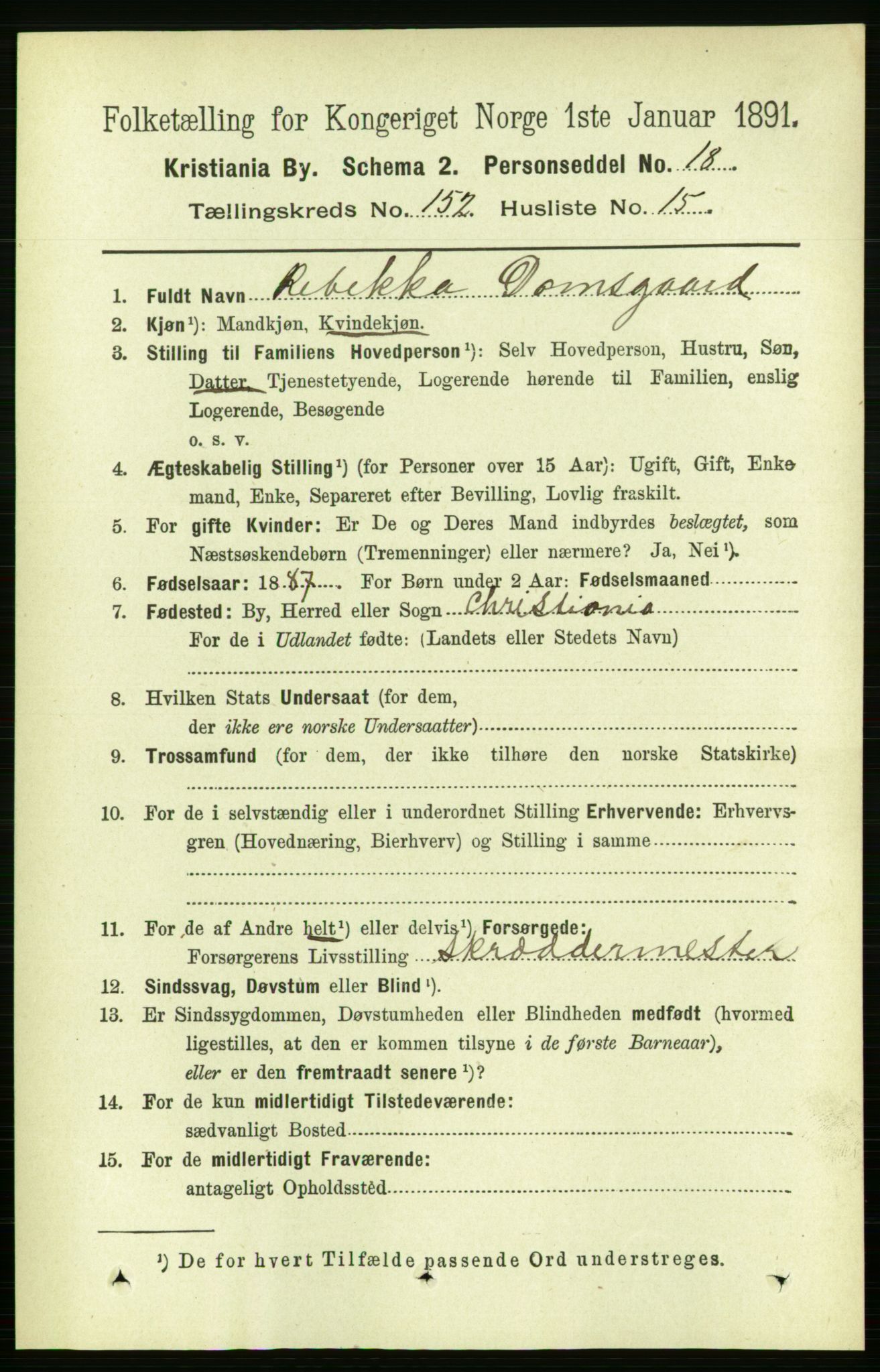RA, 1891 census for 0301 Kristiania, 1891, p. 85674