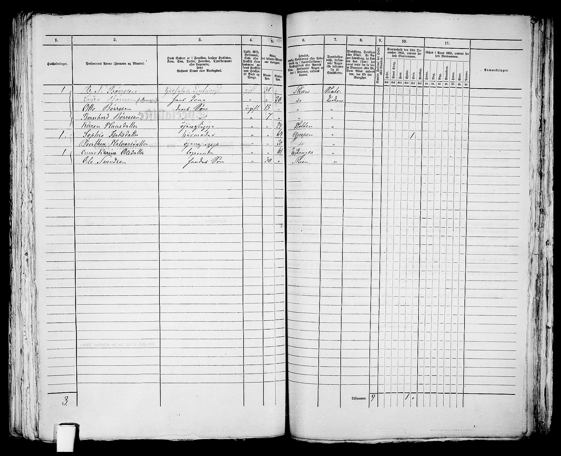 RA, 1865 census for Skien, 1865, p. 1114