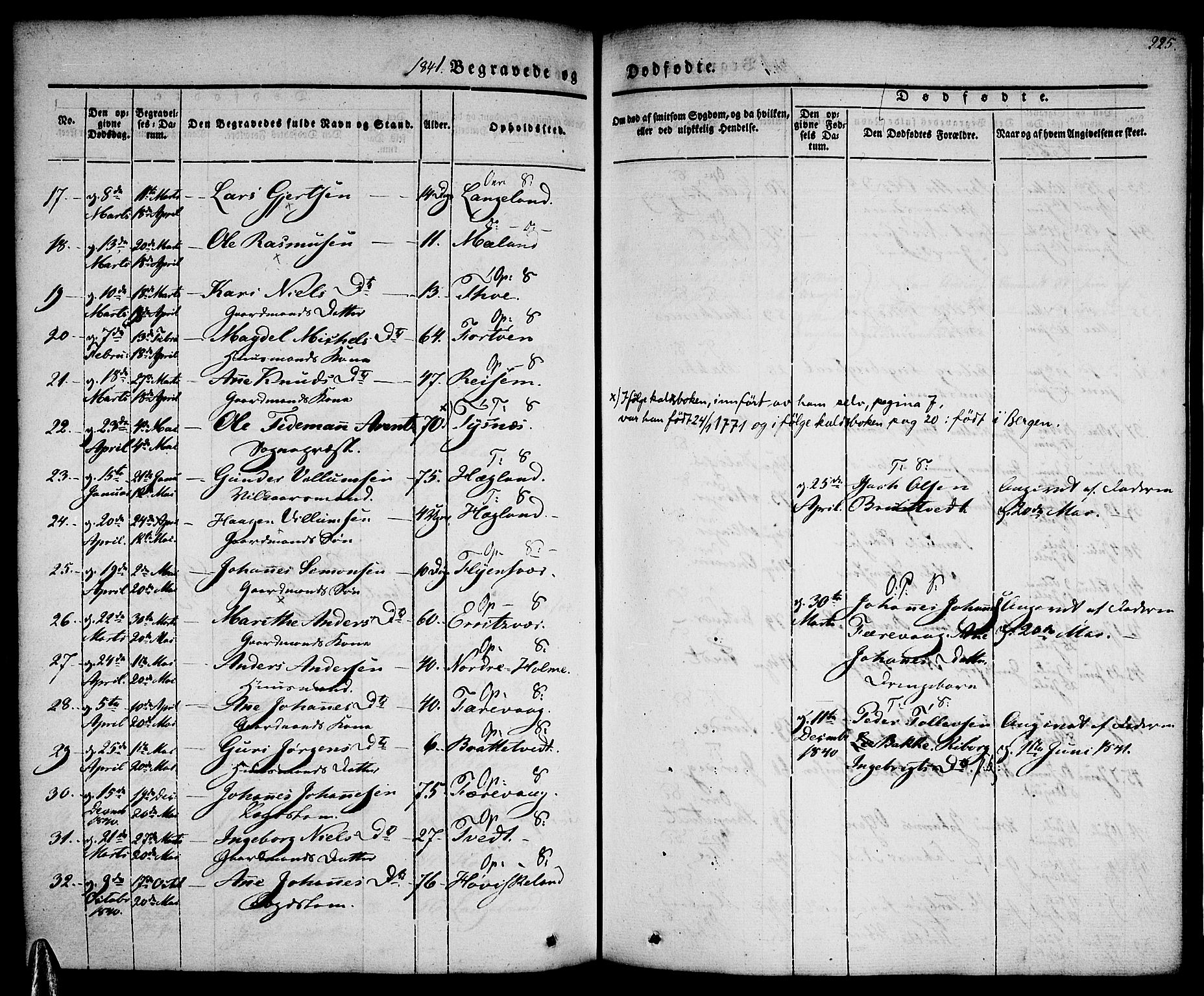 Tysnes sokneprestembete, AV/SAB-A-78601/H/Haa: Parish register (official) no. A 9, 1837-1848, p. 225