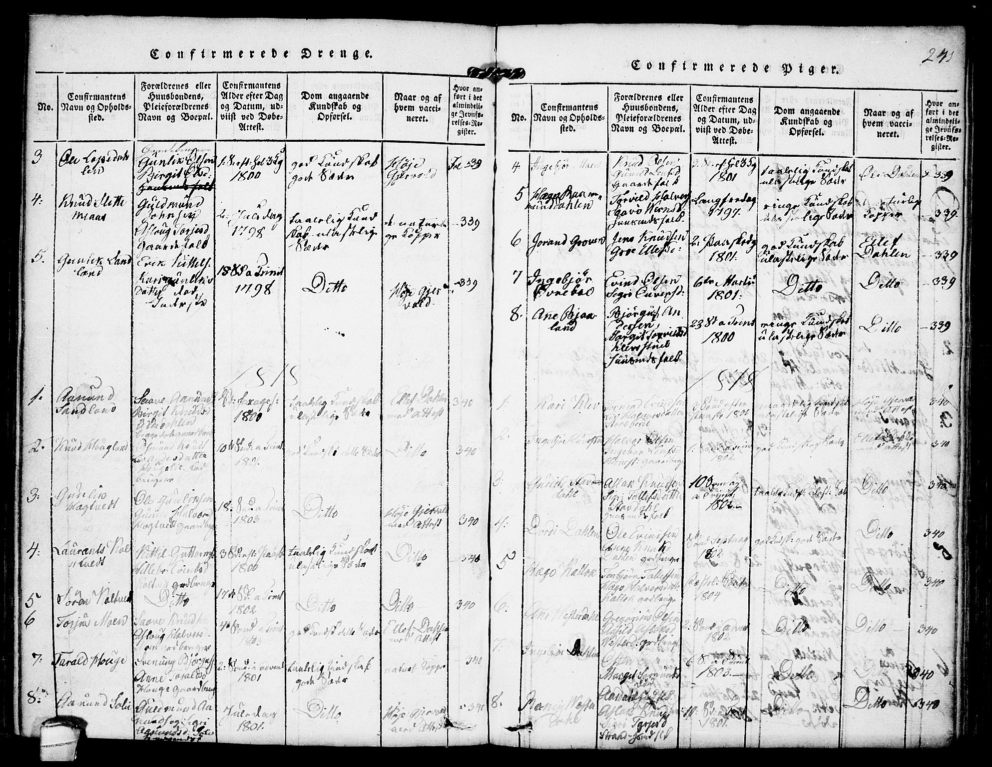 Kviteseid kirkebøker, SAKO/A-276/F/Fb/L0001: Parish register (official) no. II 1, 1815-1836, p. 241