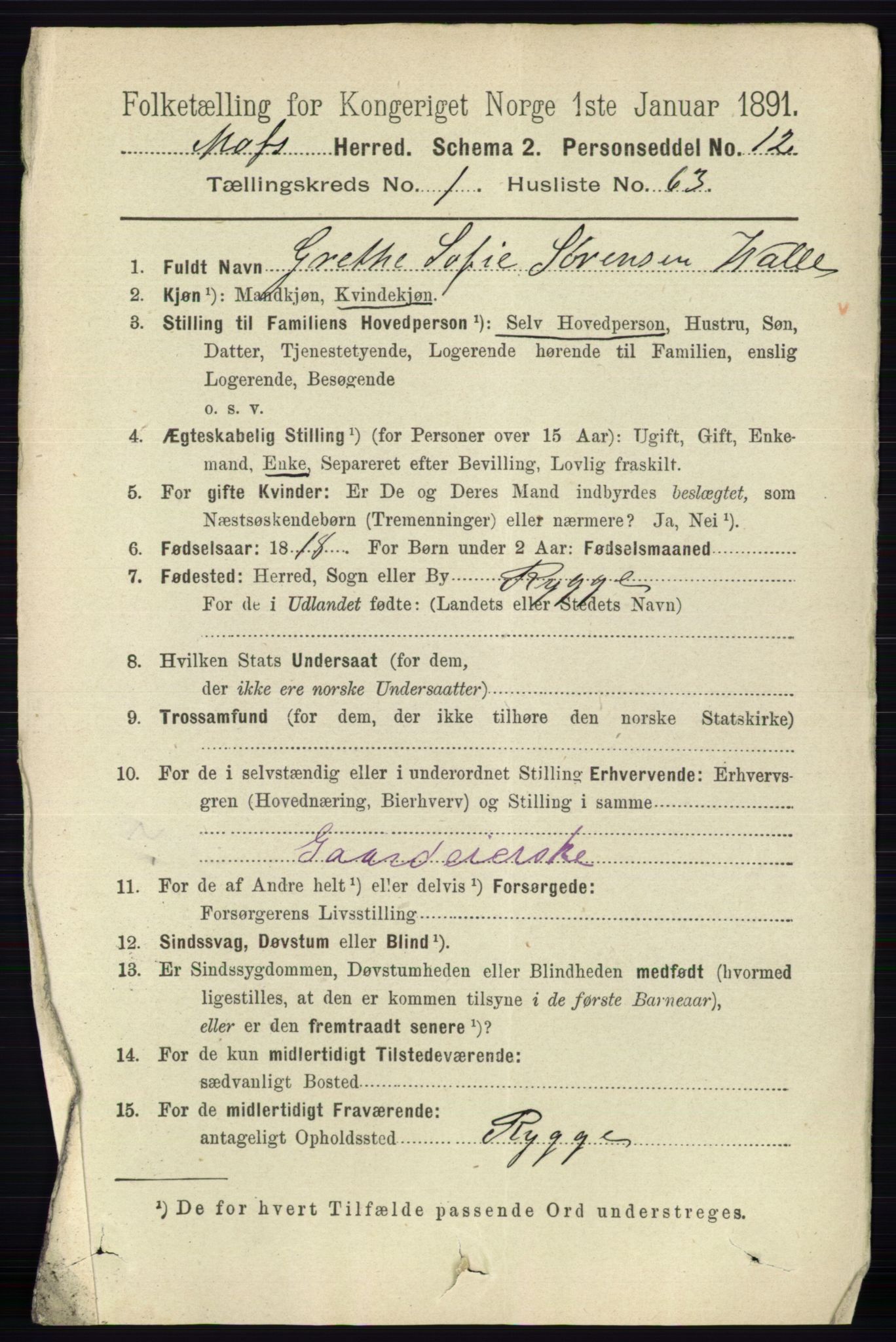 RA, 1891 Census for 0194 Moss, 1891, p. 802