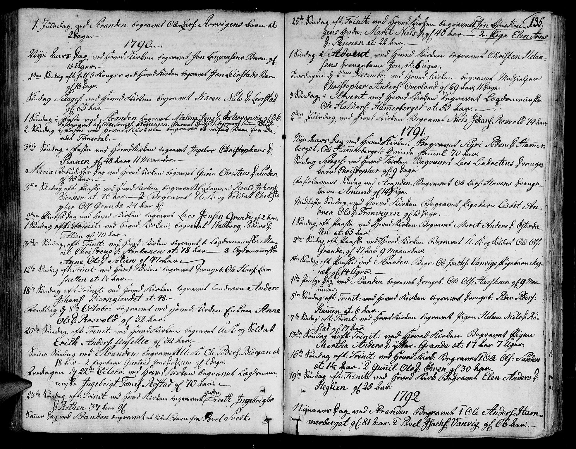 Ministerialprotokoller, klokkerbøker og fødselsregistre - Nord-Trøndelag, SAT/A-1458/701/L0004: Parish register (official) no. 701A04, 1783-1816, p. 135