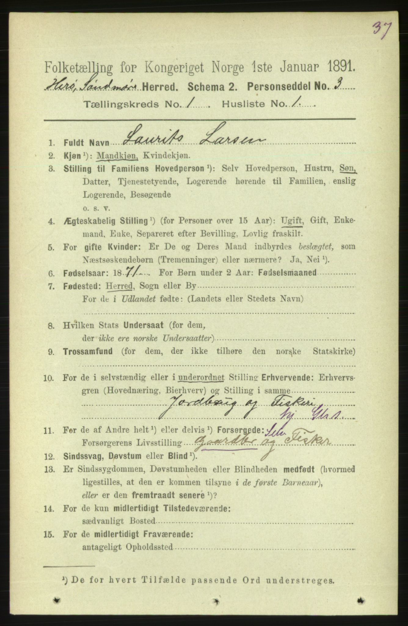 RA, 1891 census for 1515 Herøy, 1891, p. 91