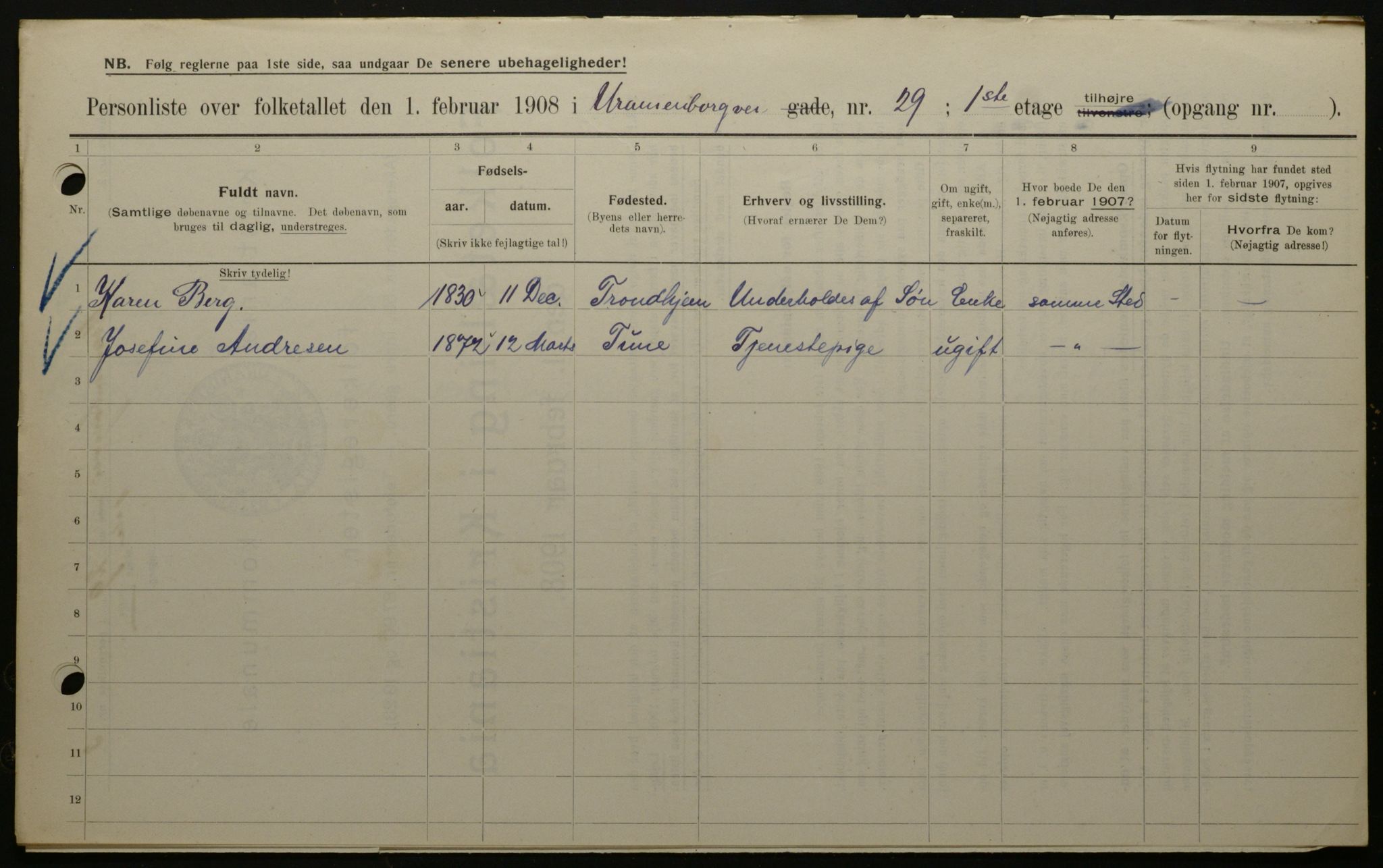 OBA, Municipal Census 1908 for Kristiania, 1908, p. 108211