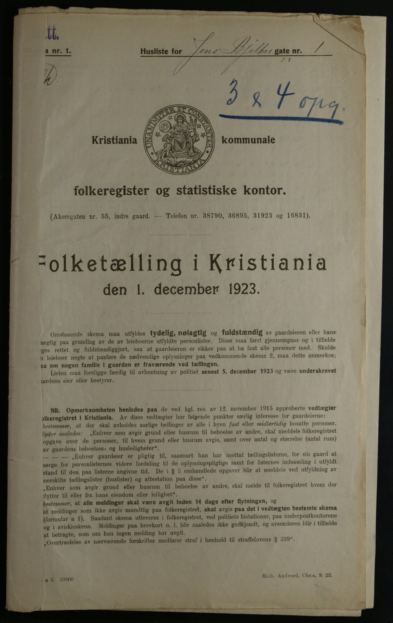 OBA, Municipal Census 1923 for Kristiania, 1923, p. 51075