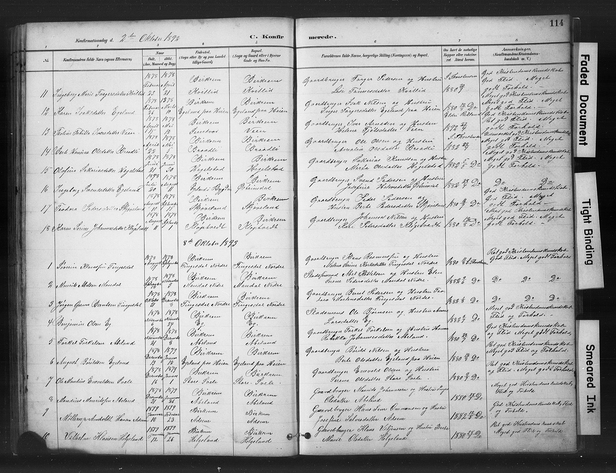 Helleland sokneprestkontor, SAST/A-101810: Parish register (copy) no. B 5, 1887-1908, p. 114