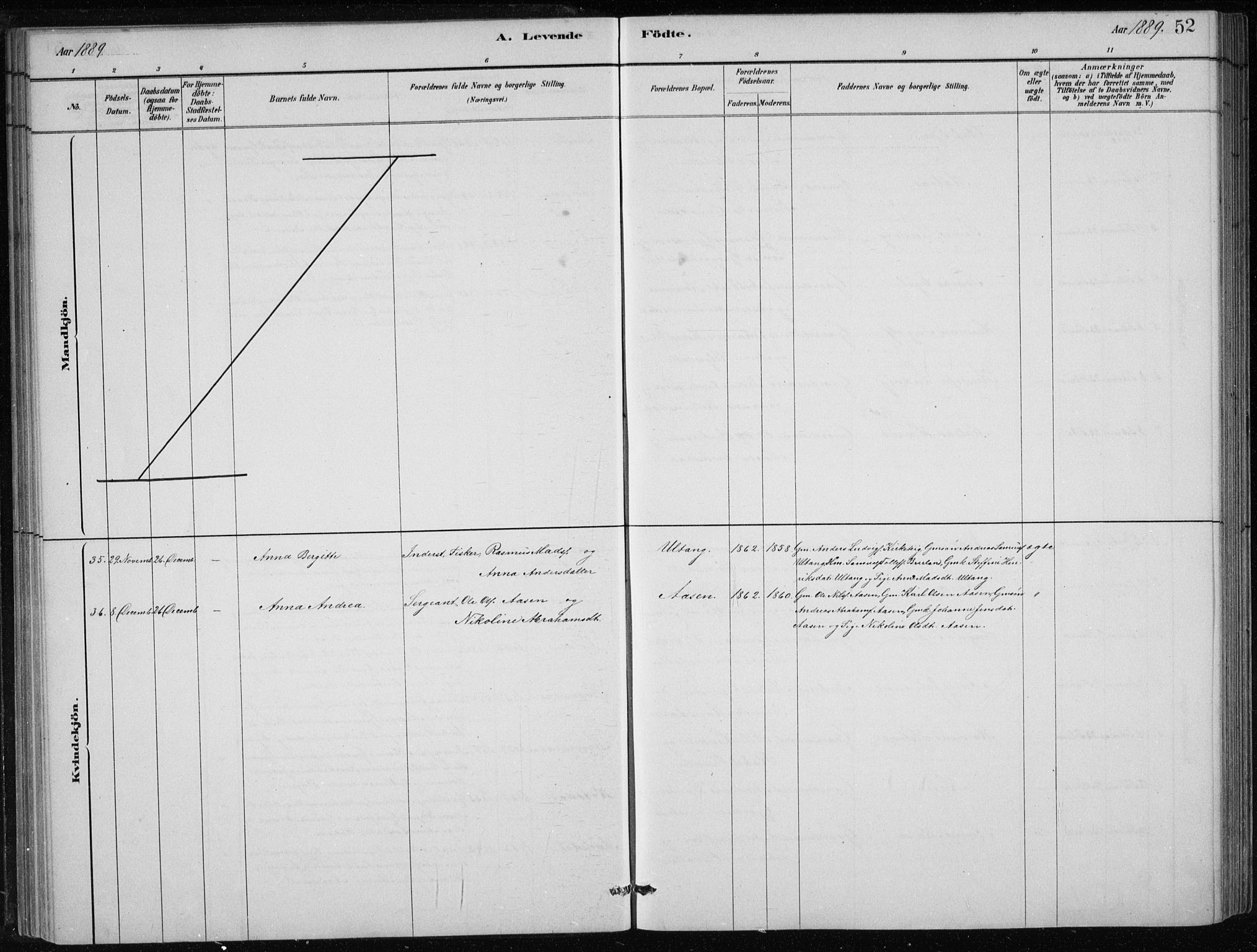 Førde sokneprestembete, SAB/A-79901/H/Hab/Haba/L0002: Parish register (copy) no. A 2, 1881-1898, p. 52