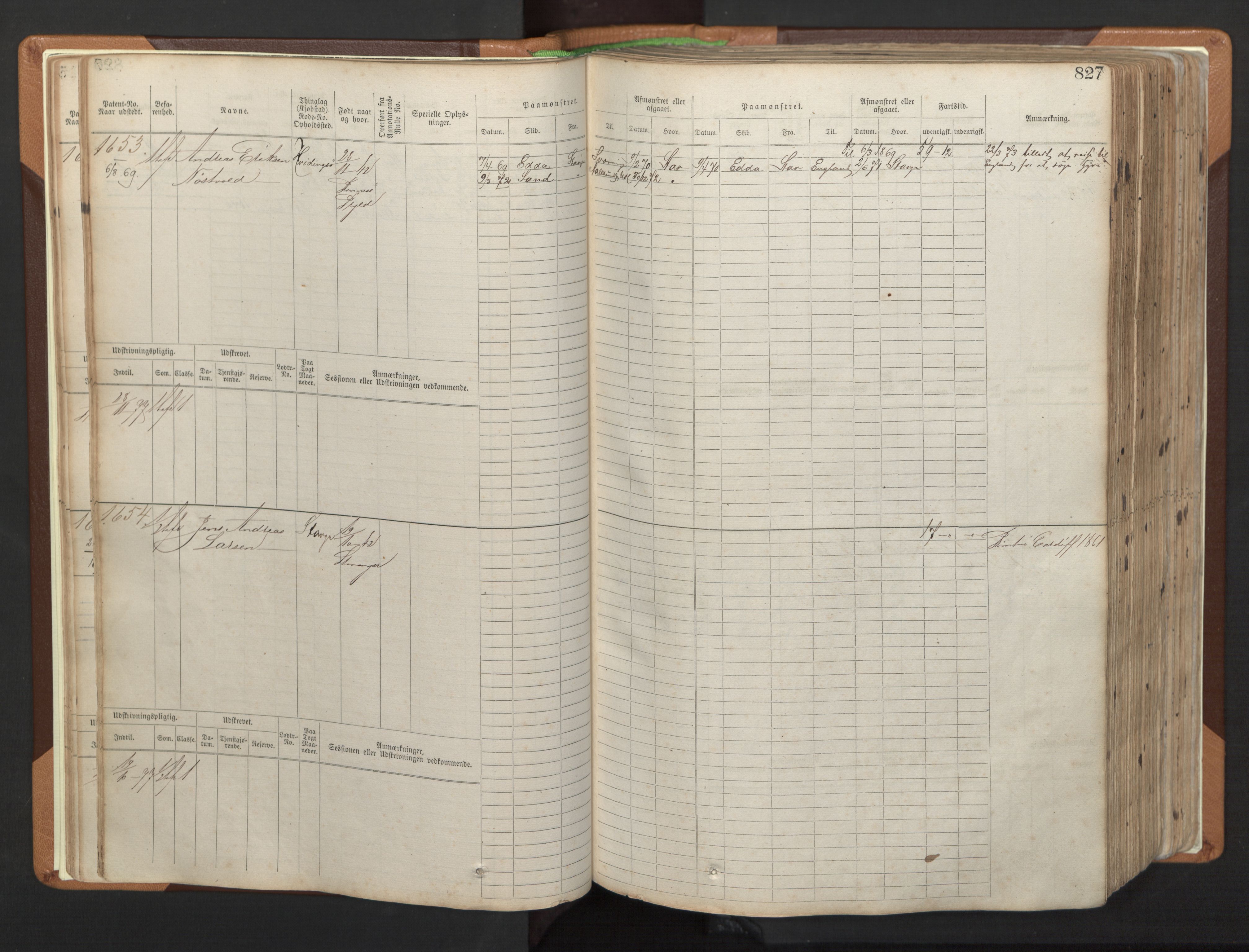 Stavanger sjømannskontor, AV/SAST-A-102006/F/Fb/Fbb/L0006: Sjøfartshovedrulle, patentnr. 1607-2402 (del 3), 1869-1880, p. 26