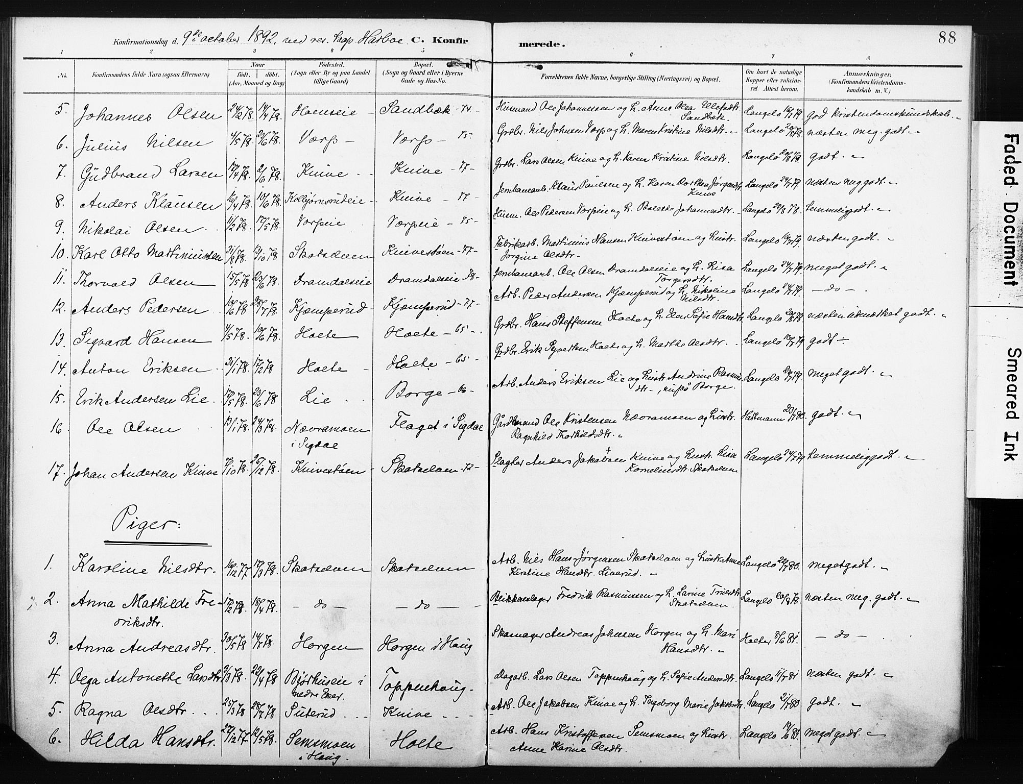 Eiker kirkebøker, SAKO/A-4/F/Fc/L0002: Parish register (official) no. III 2, 1889-1897, p. 88
