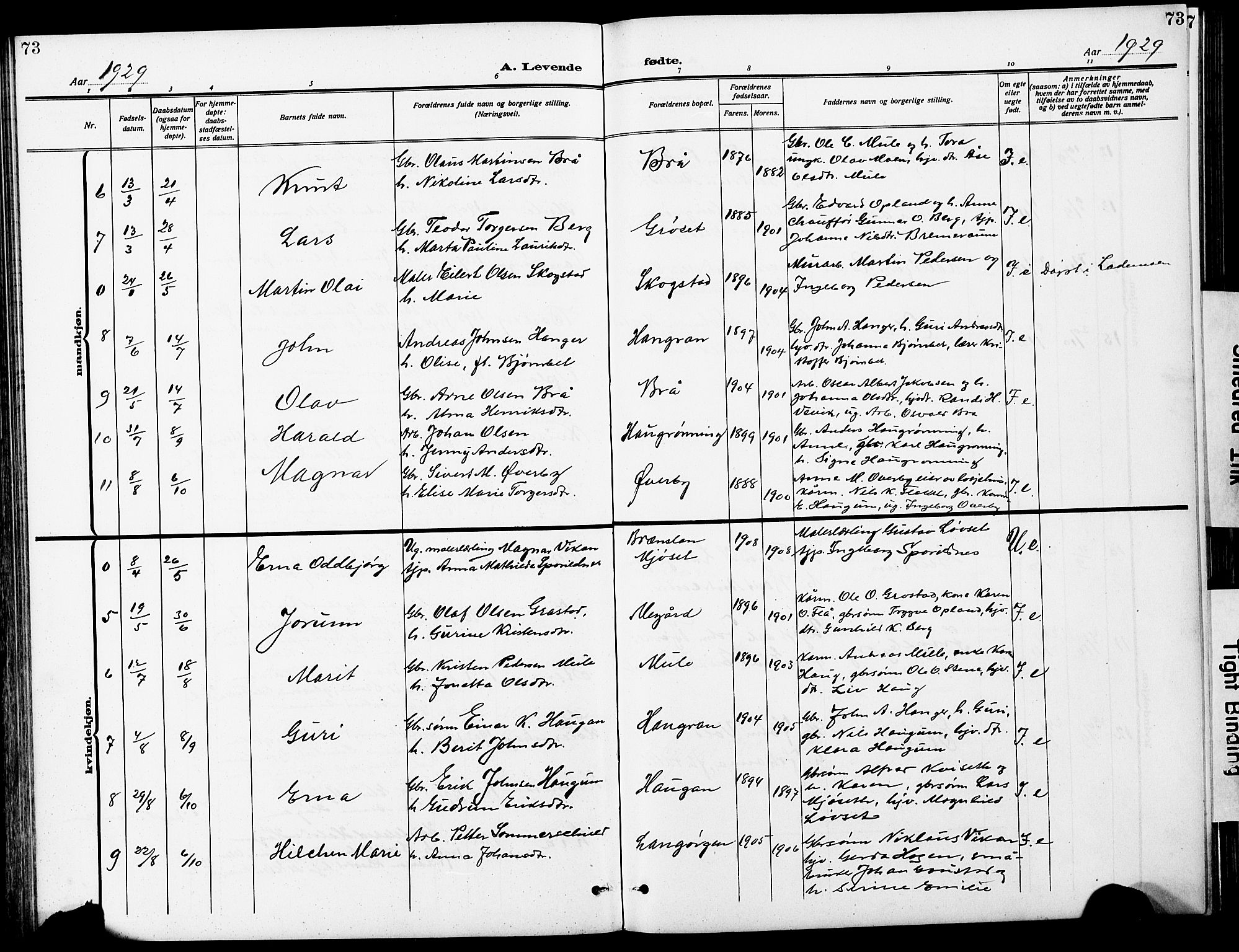 Ministerialprotokoller, klokkerbøker og fødselsregistre - Sør-Trøndelag, SAT/A-1456/612/L0388: Parish register (copy) no. 612C04, 1909-1929, p. 73