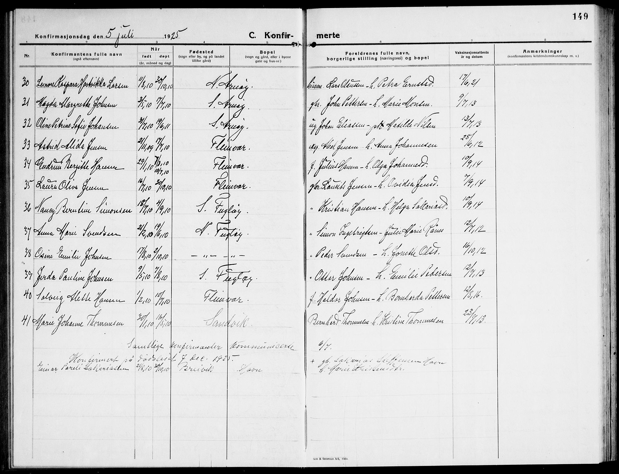 Ministerialprotokoller, klokkerbøker og fødselsregistre - Nordland, SAT/A-1459/805/L0111: Parish register (copy) no. 805C07, 1925-1943, p. 149