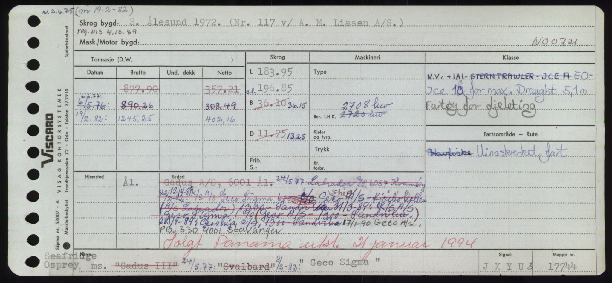 Sjøfartsdirektoratet med forløpere, Skipsmålingen, RA/S-1627/H/Hd/L0012: Fartøy, G-Glø, p. 161