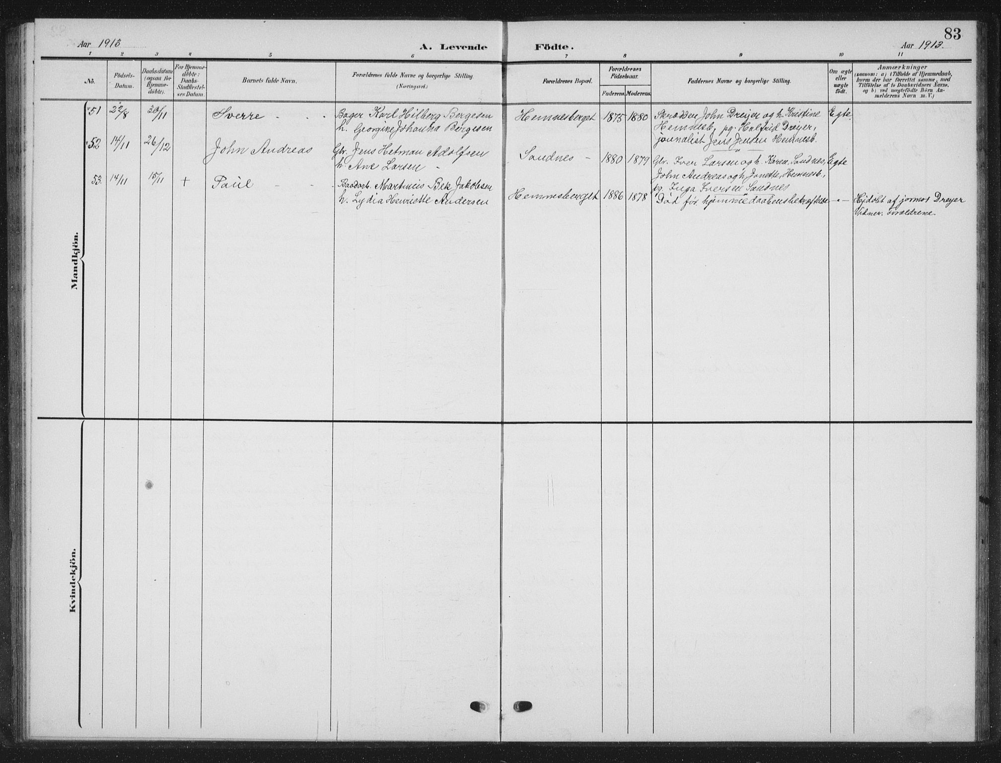 Ministerialprotokoller, klokkerbøker og fødselsregistre - Nordland, AV/SAT-A-1459/825/L0370: Parish register (copy) no. 825C07, 1903-1923, p. 83