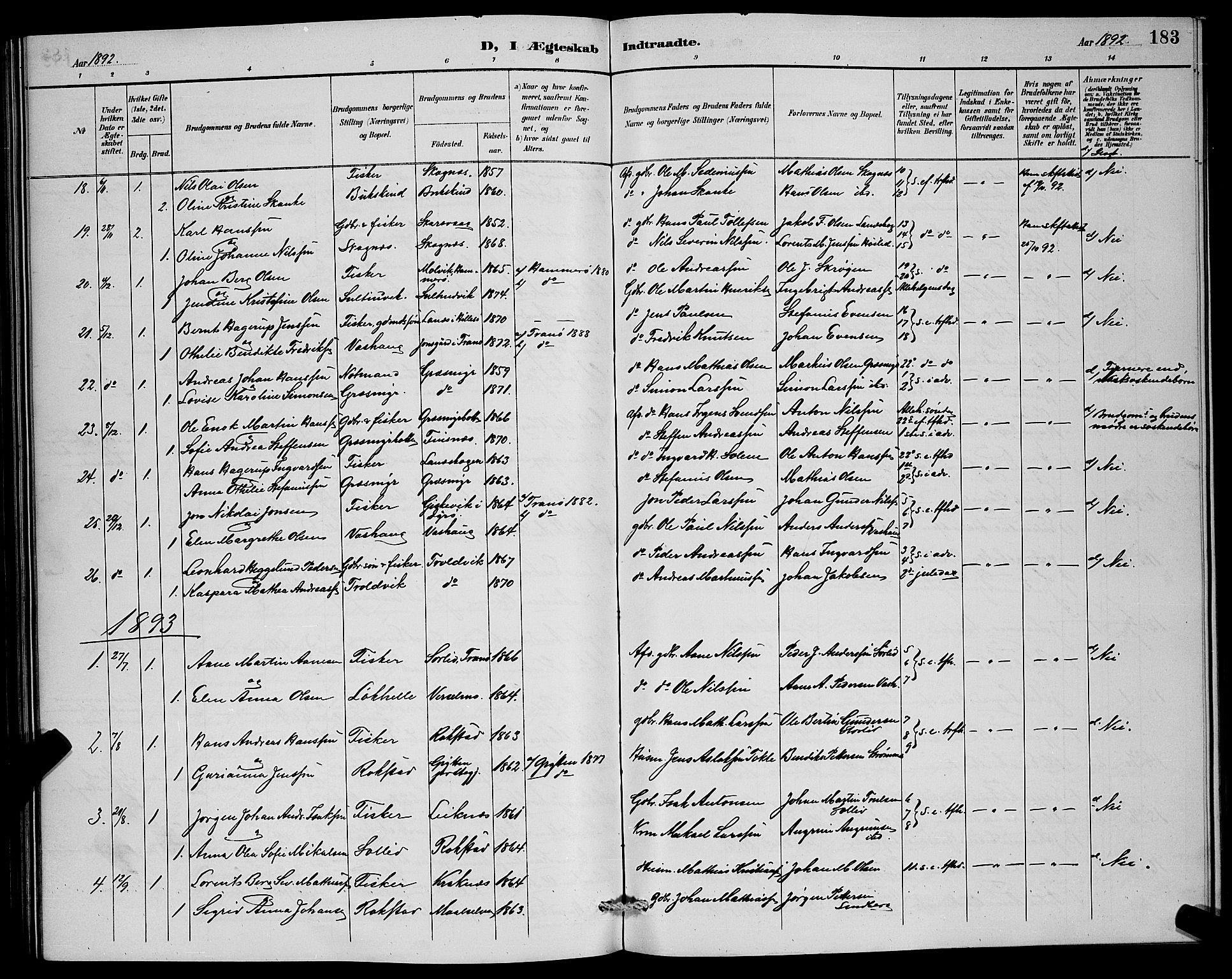 Lenvik sokneprestembete, SATØ/S-1310/H/Ha/Hab/L0007klokker: Parish register (copy) no. 7, 1890-1898, p. 183