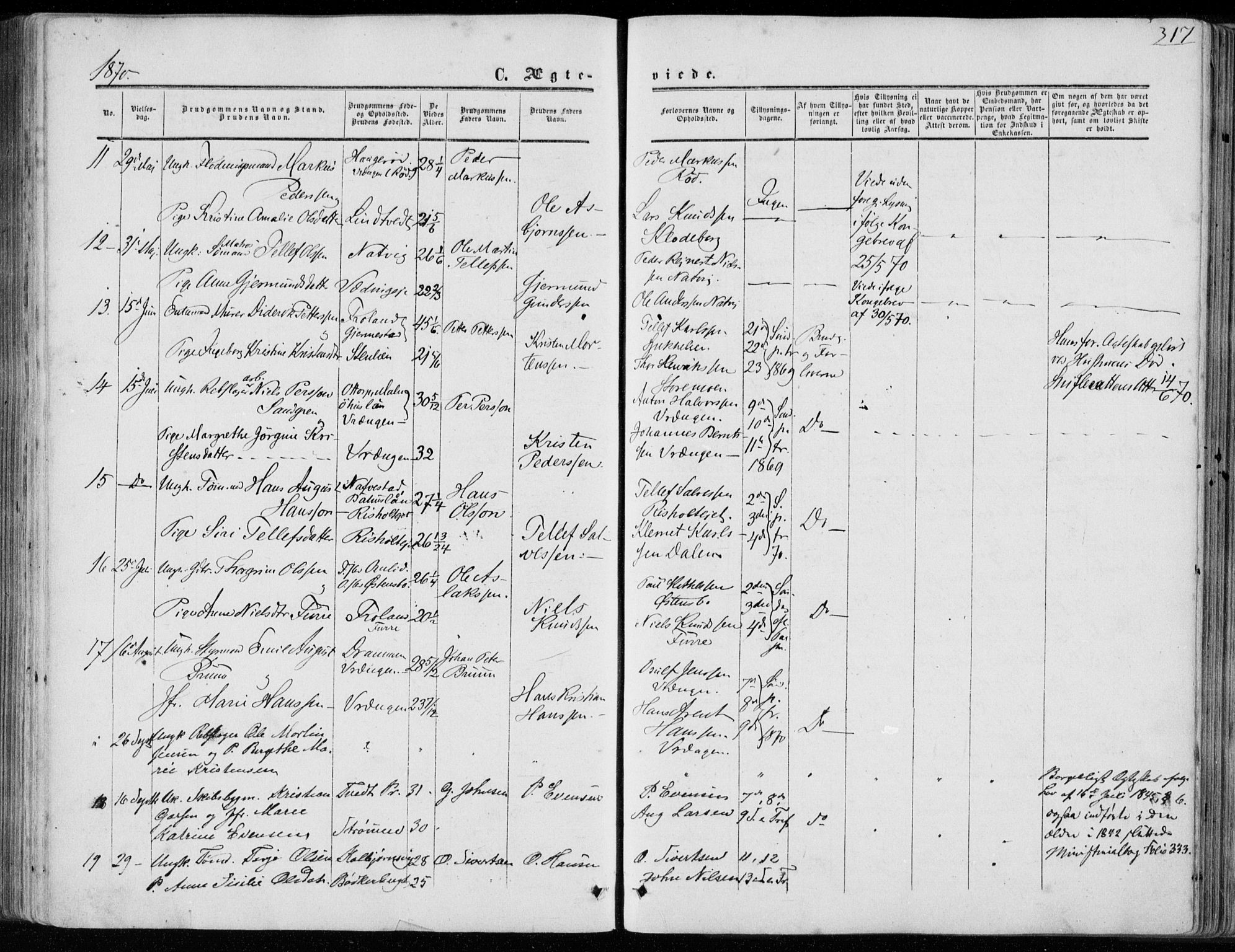 Øyestad sokneprestkontor, AV/SAK-1111-0049/F/Fa/L0015: Parish register (official) no. A 15, 1857-1873, p. 317