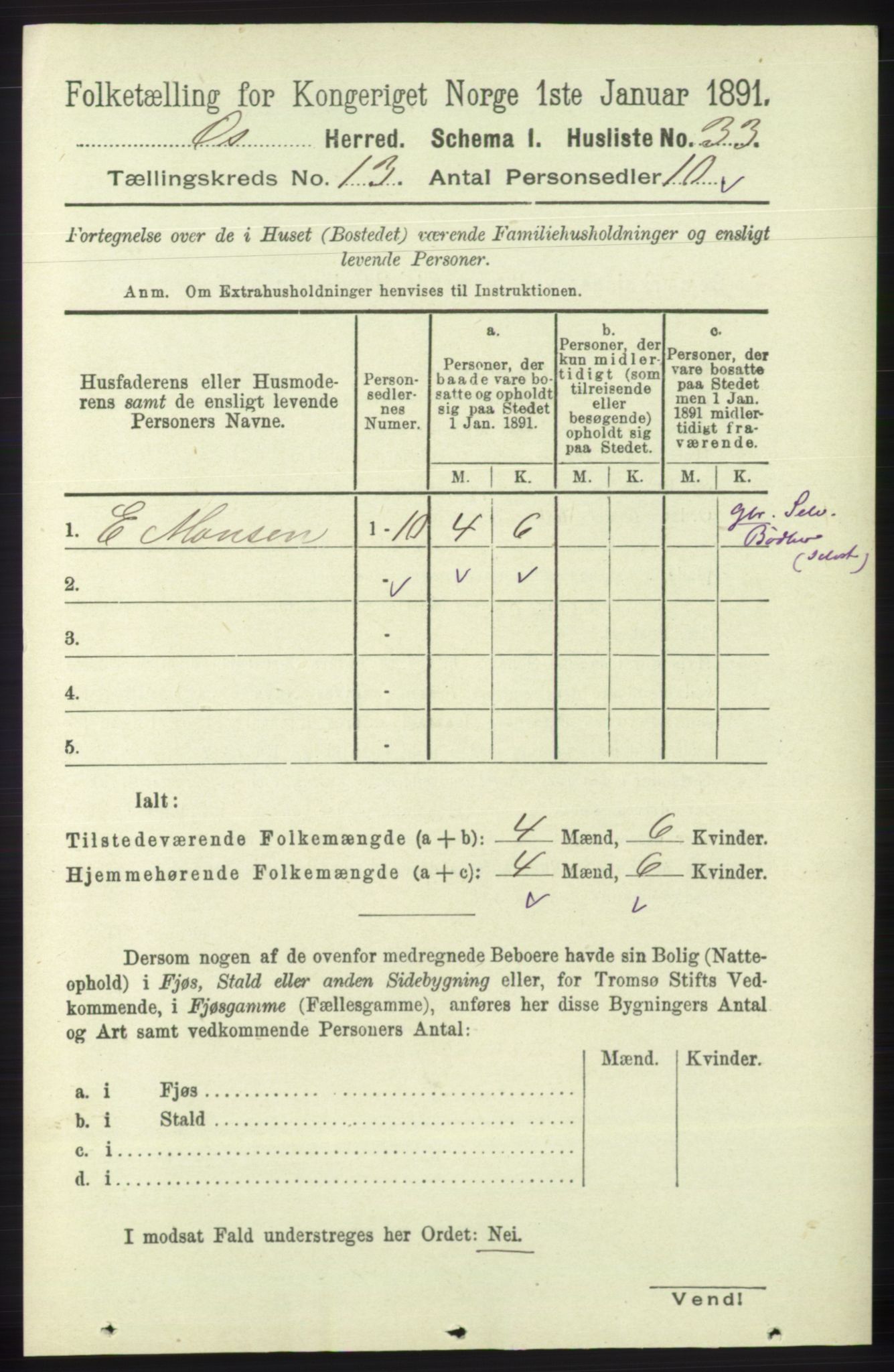 RA, 1891 census for 1243 Os, 1891, p. 2962