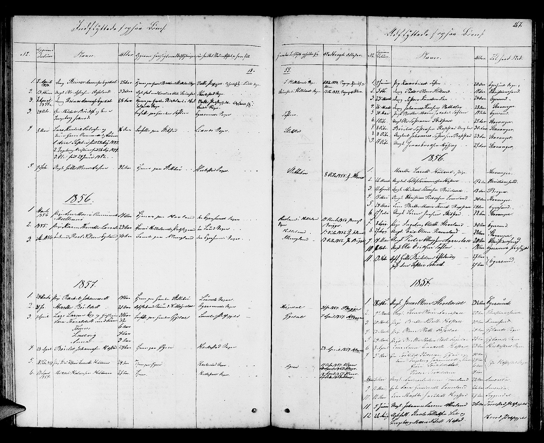 Helleland sokneprestkontor, SAST/A-101810: Parish register (copy) no. B 2, 1848-1886, p. 267
