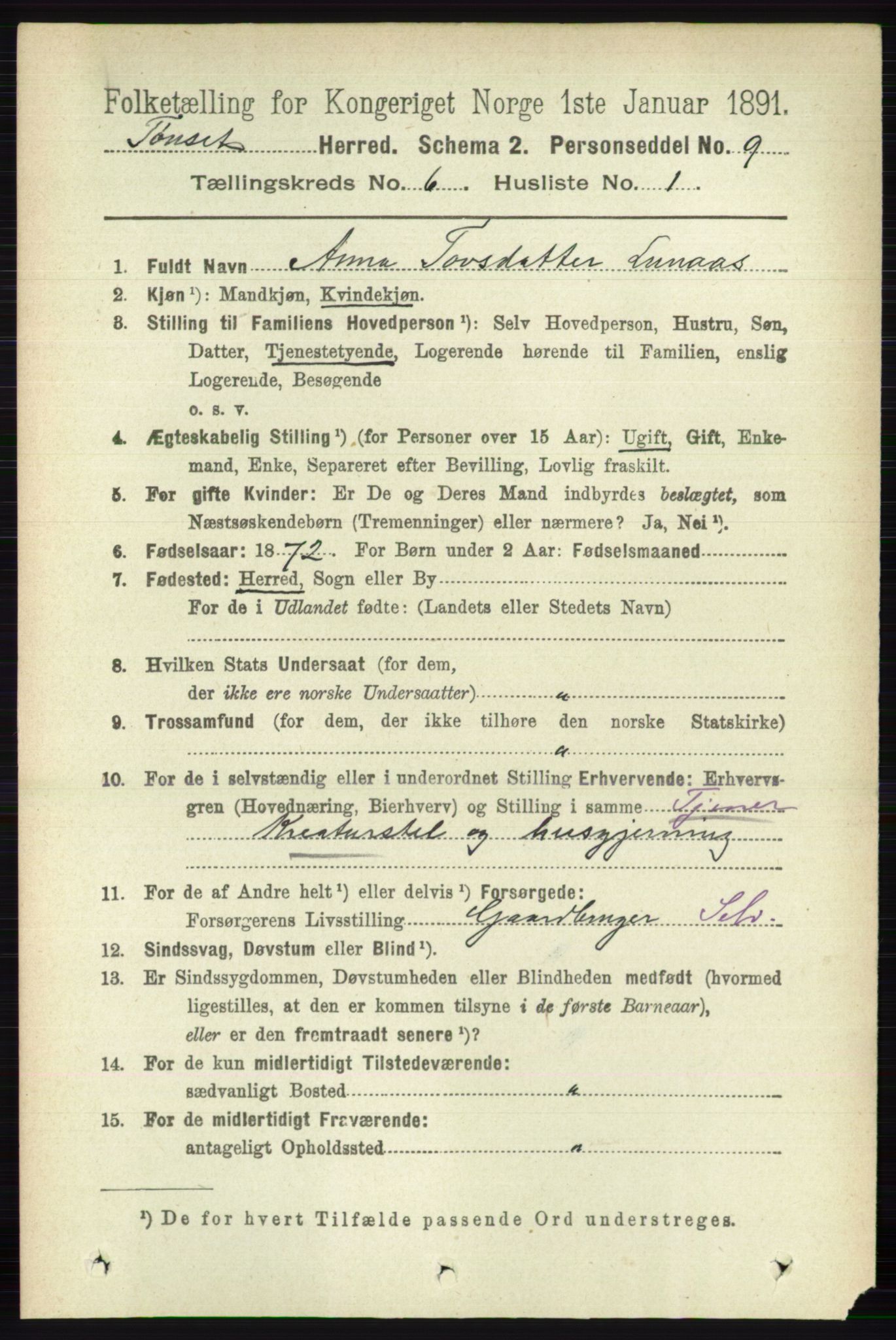 RA, 1891 census for 0437 Tynset, 1891, p. 1472