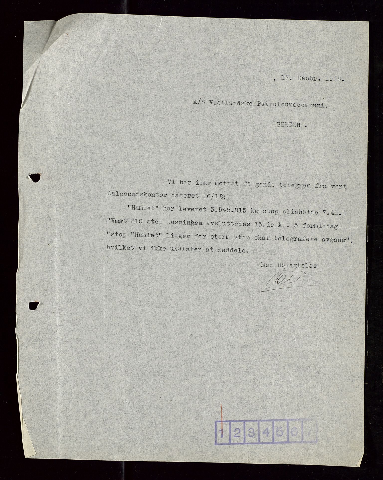 Pa 1521 - A/S Norske Shell, AV/SAST-A-101915/E/Ea/Eaa/L0006: Sjefskorrespondanse, 1918, p. 395