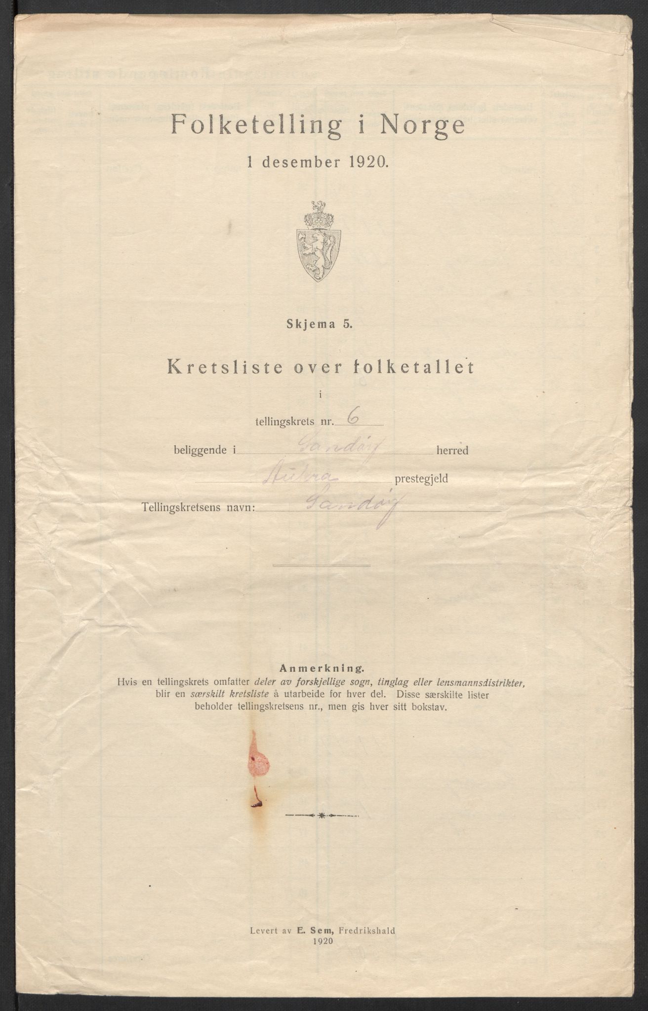 SAT, 1920 census for Sandøy, 1920, p. 21