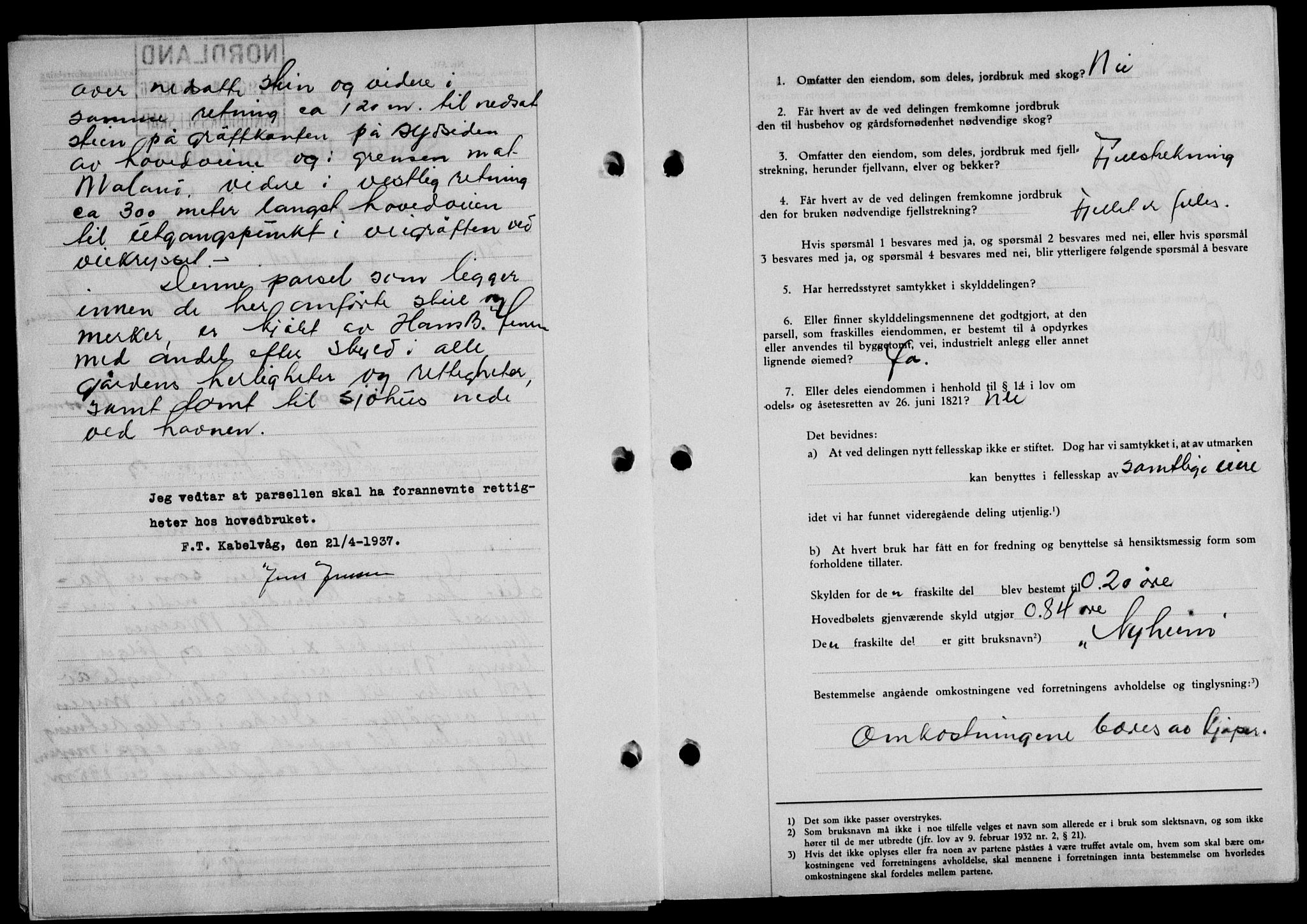 Lofoten sorenskriveri, SAT/A-0017/1/2/2C/L0002a: Mortgage book no. 2a, 1937-1937, Diary no: : 676/1937