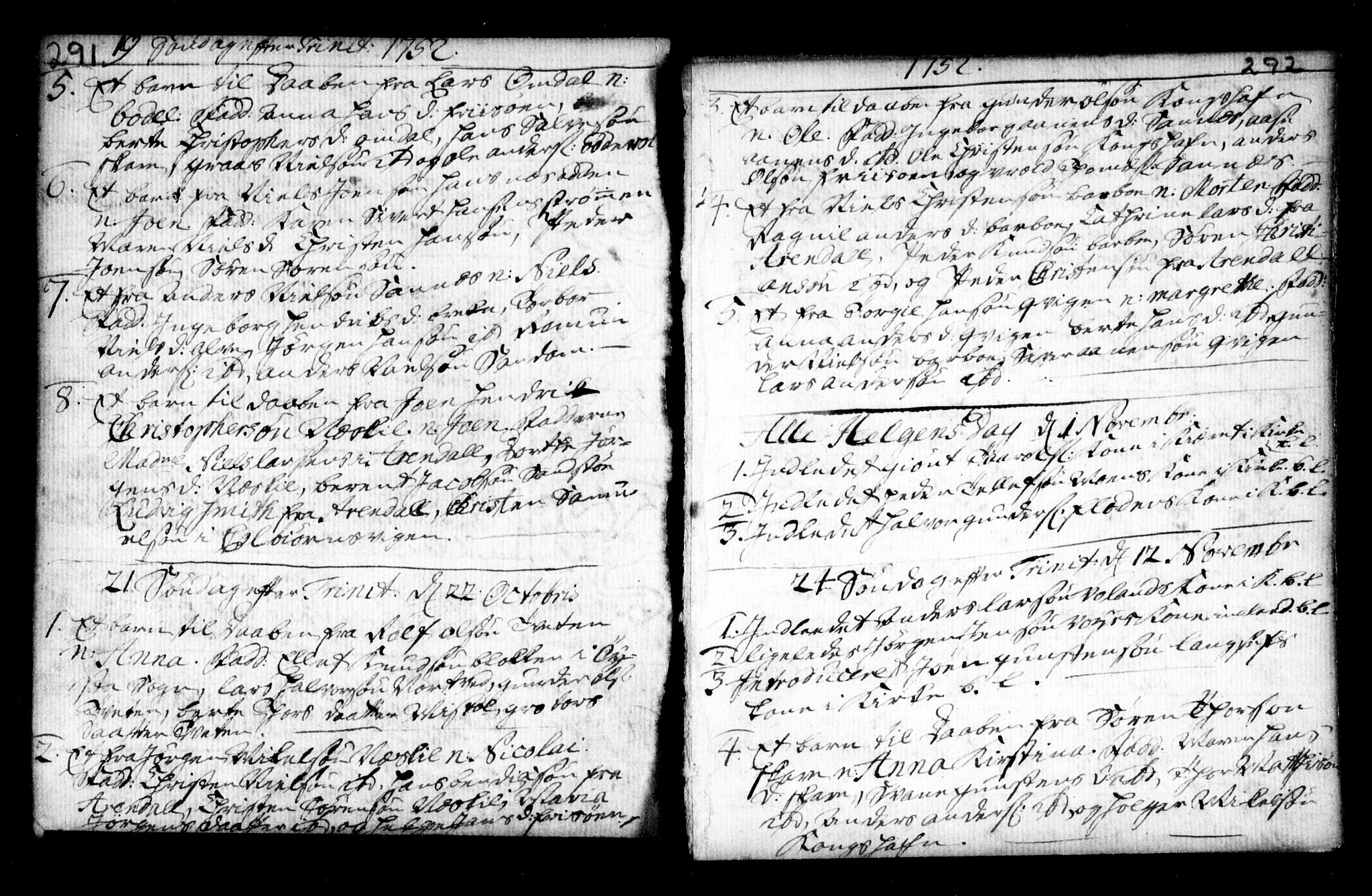 Holt sokneprestkontor, AV/SAK-1111-0021/F/Fa/L0002: Parish register (official) no. A 2, 1739-1753, p. 291-292