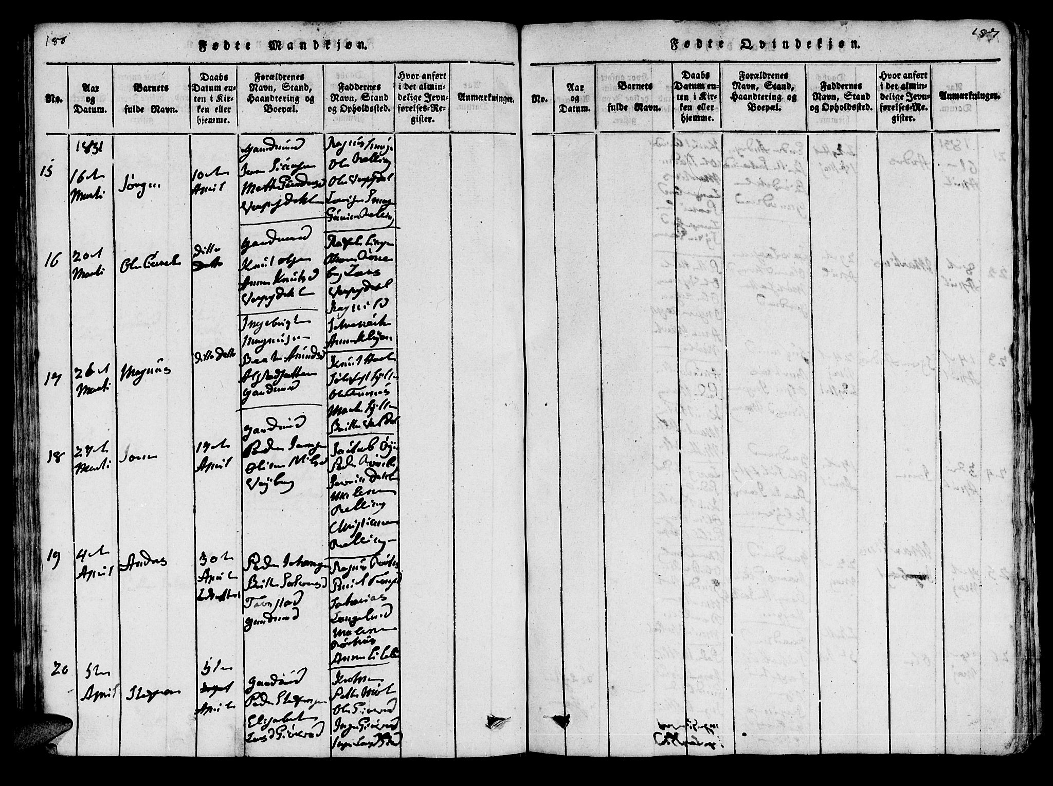 Ministerialprotokoller, klokkerbøker og fødselsregistre - Møre og Romsdal, AV/SAT-A-1454/519/L0246: Parish register (official) no. 519A05, 1817-1834, p. 186-187