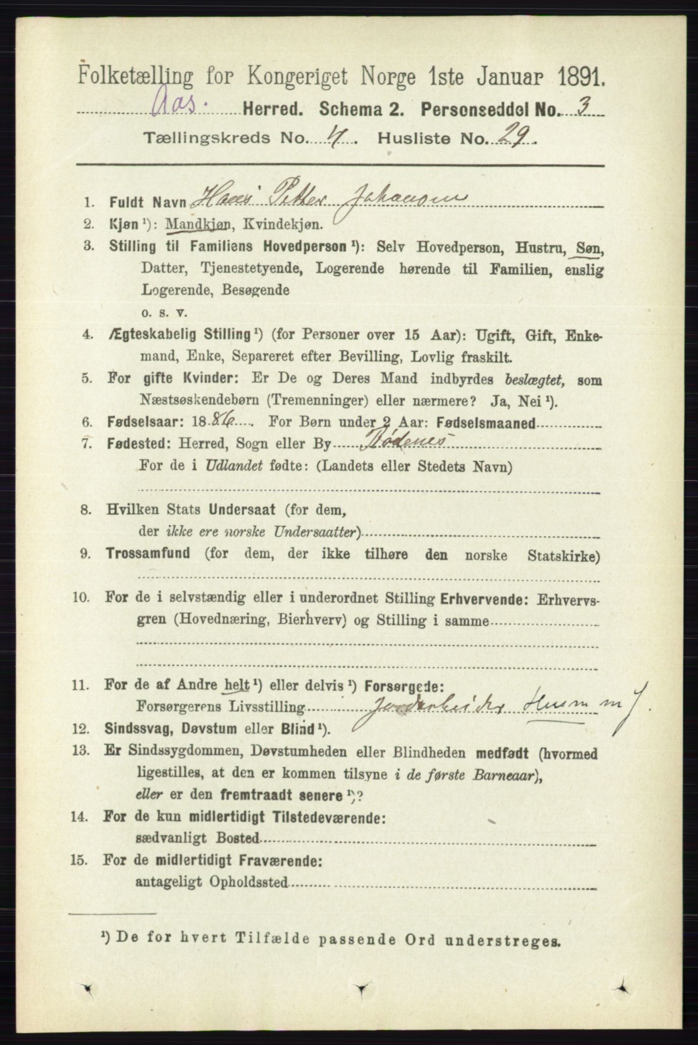 RA, 1891 census for 0214 Ås, 1891, p. 3195
