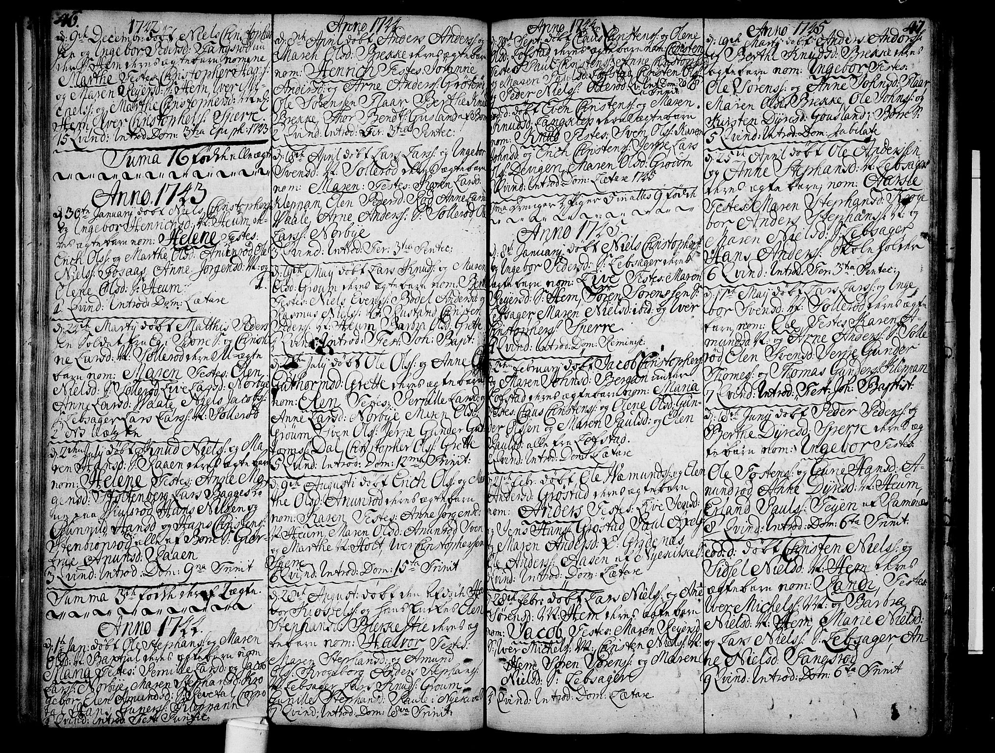 Våle kirkebøker, AV/SAKO-A-334/F/Fa/L0004: Parish register (official) no. I 4 /1, 1732-1773, p. 46-47