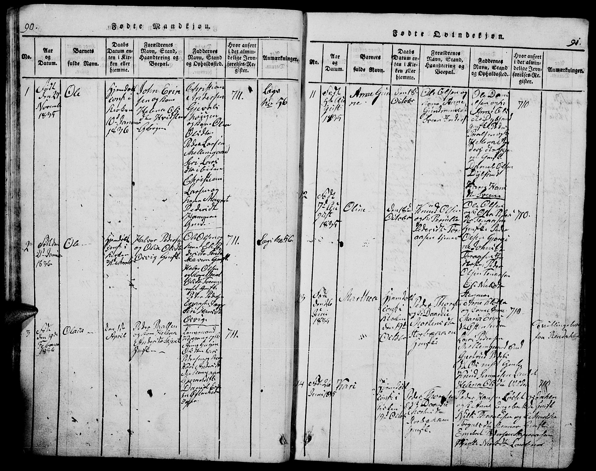 Trysil prestekontor, AV/SAH-PREST-046/H/Ha/Hab/L0005: Parish register (copy) no. 5, 1814-1877, p. 90-91