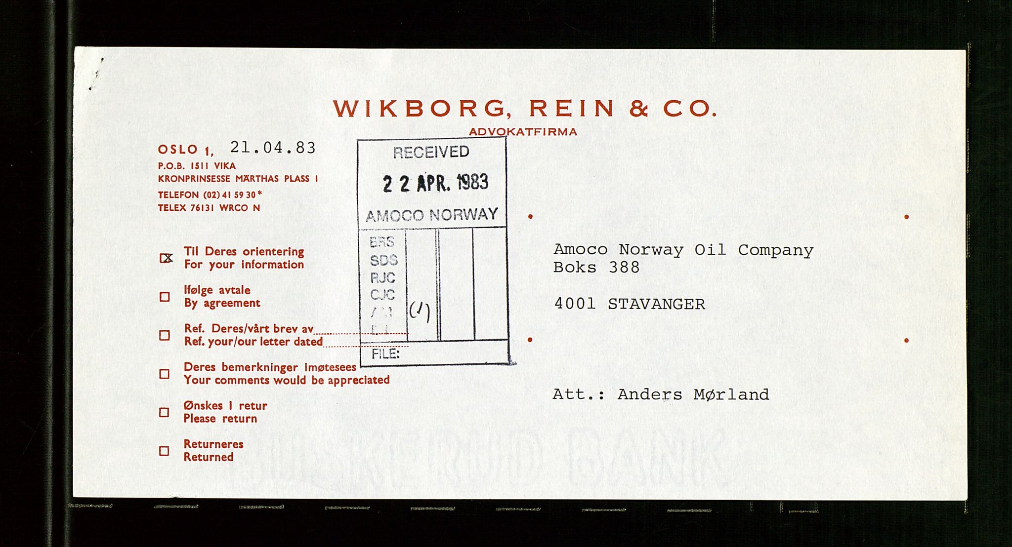 Pa 1740 - Amoco Norway Oil Company, SAST/A-102405/22/A/Aa/L0001: Styreprotokoller og sakspapirer, 1965-1999, p. 43