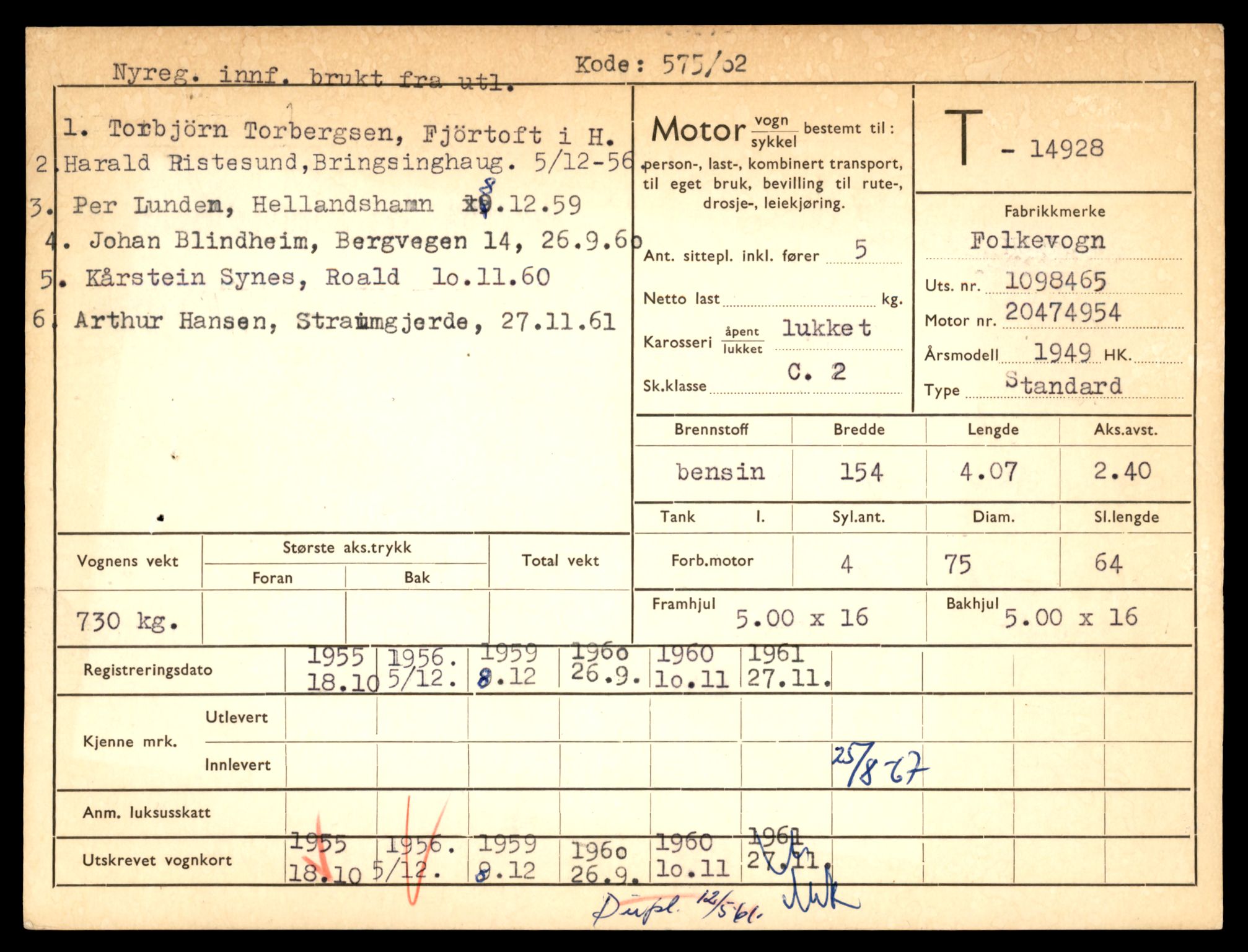 Møre og Romsdal vegkontor - Ålesund trafikkstasjon, AV/SAT-A-4099/F/Fe/L0049: Registreringskort for kjøretøy T 14864 - T 18613, 1927-1998, p. 1451