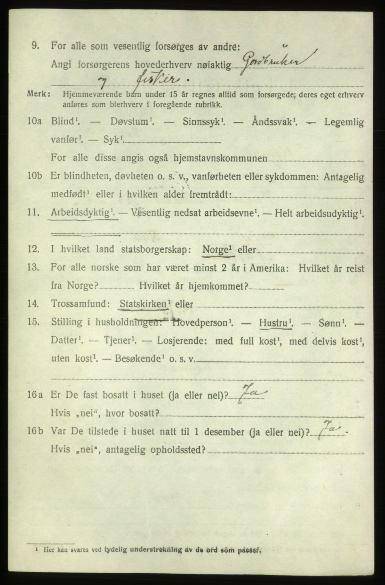 SAB, 1920 census for Fitjar, 1920, p. 2193