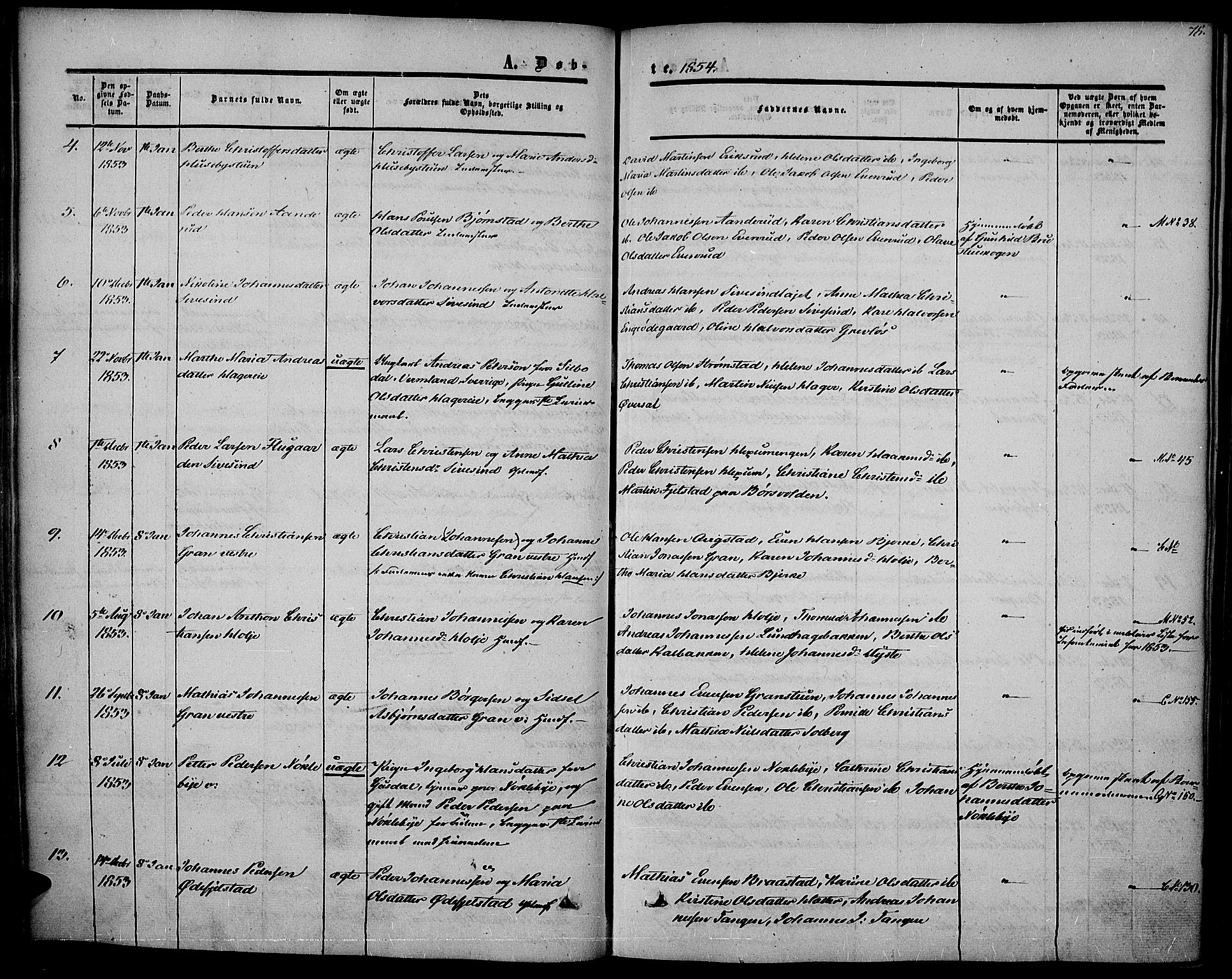 Vestre Toten prestekontor, SAH/PREST-108/H/Ha/Haa/L0005: Parish register (official) no. 5, 1850-1855, p. 78