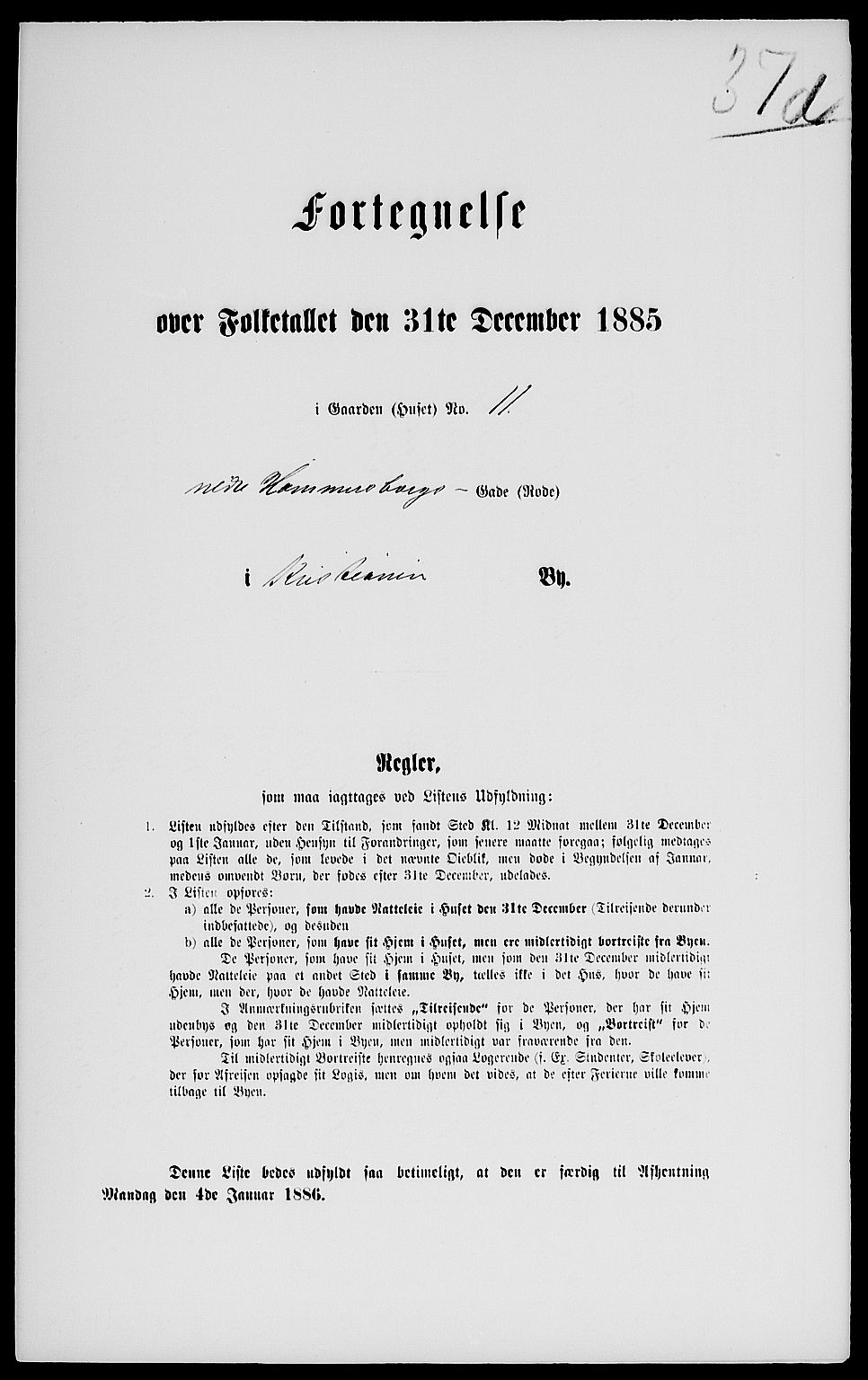 RA, 1885 census for 0301 Kristiania, 1885, p. 1619