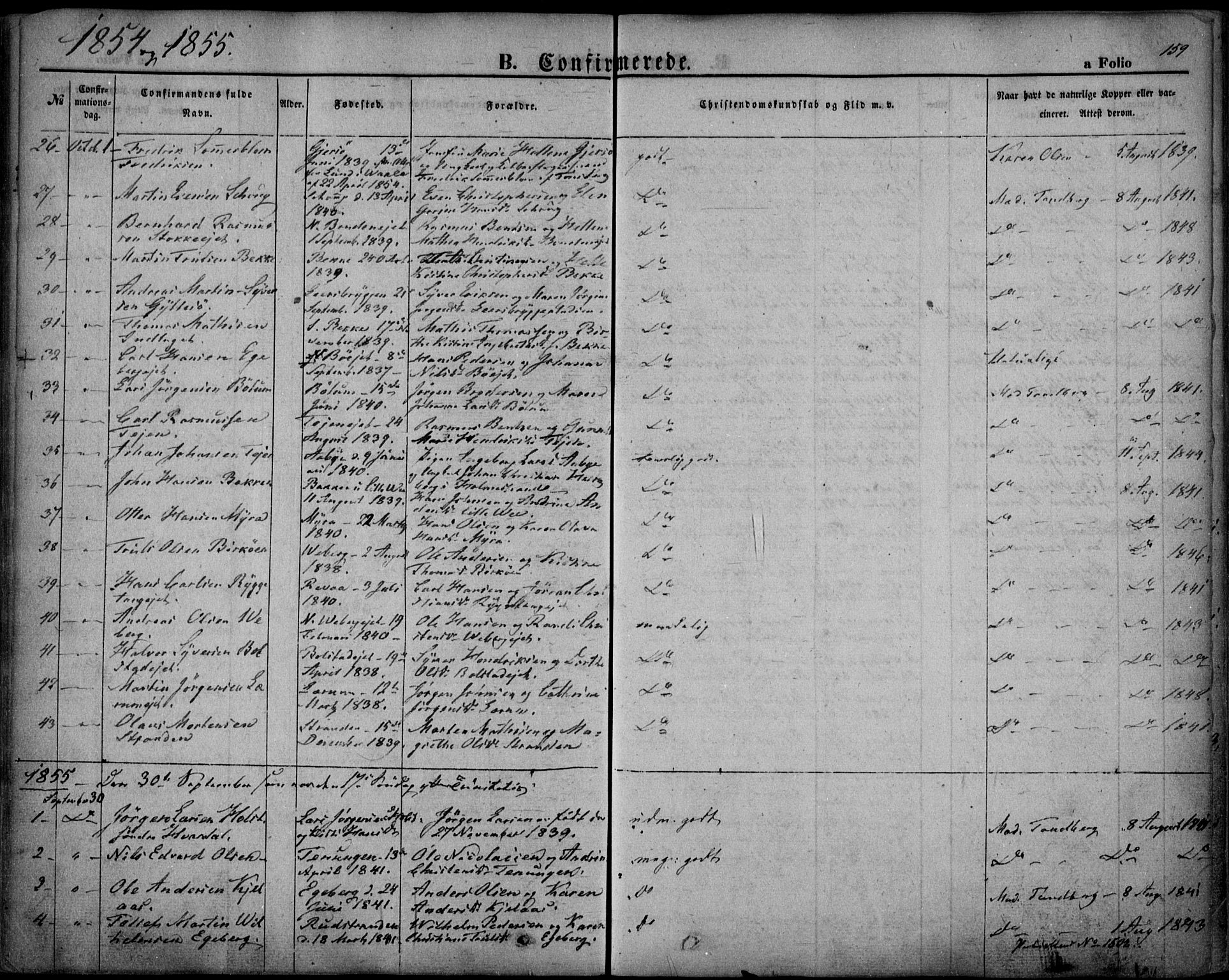 Sande Kirkebøker, AV/SAKO-A-53/F/Fa/L0004: Parish register (official) no. 4, 1847-1864, p. 159