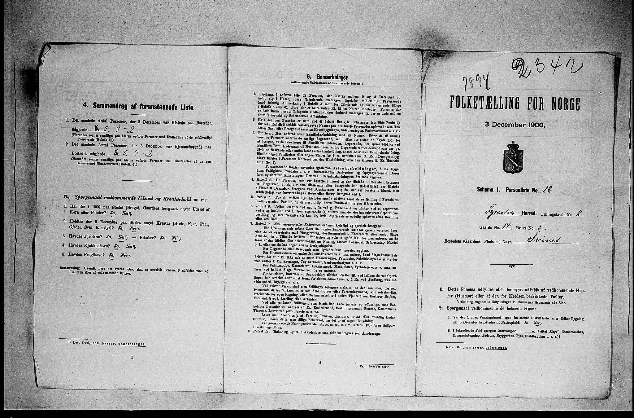 RA, 1900 census for Fyresdal, 1900, p. 31