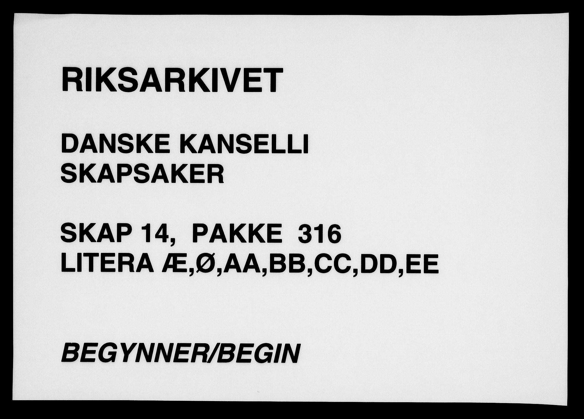 Danske Kanselli, Skapsaker, AV/RA-EA-4061/F/L0065: Skap 14, pakke 316, 1624-1706, p. 261