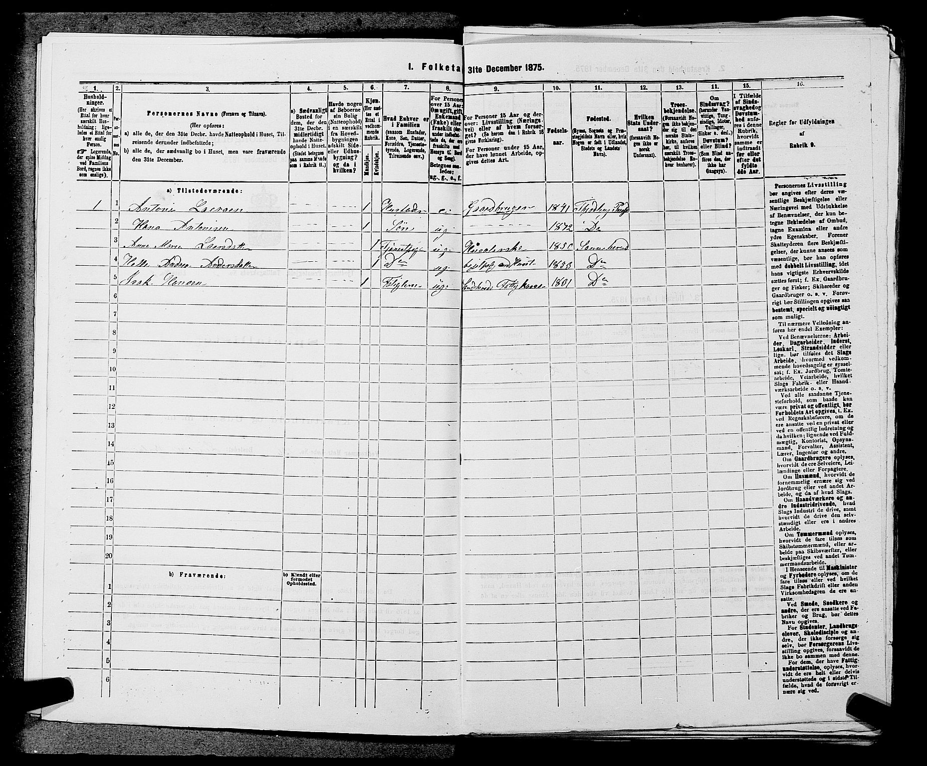 SAKO, 1875 census for 0725P Tjølling, 1875, p. 886