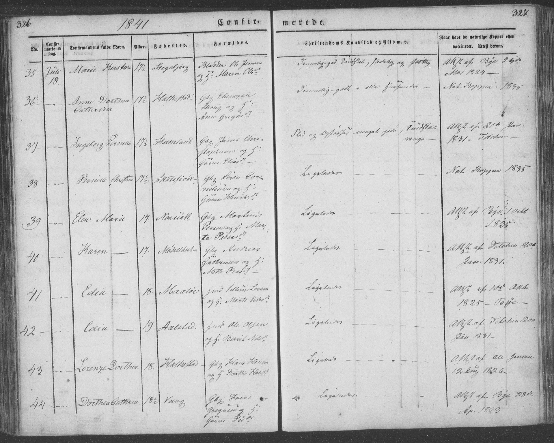 Ministerialprotokoller, klokkerbøker og fødselsregistre - Nordland, AV/SAT-A-1459/855/L0799: Parish register (official) no. 855A07, 1834-1852, p. 326-327