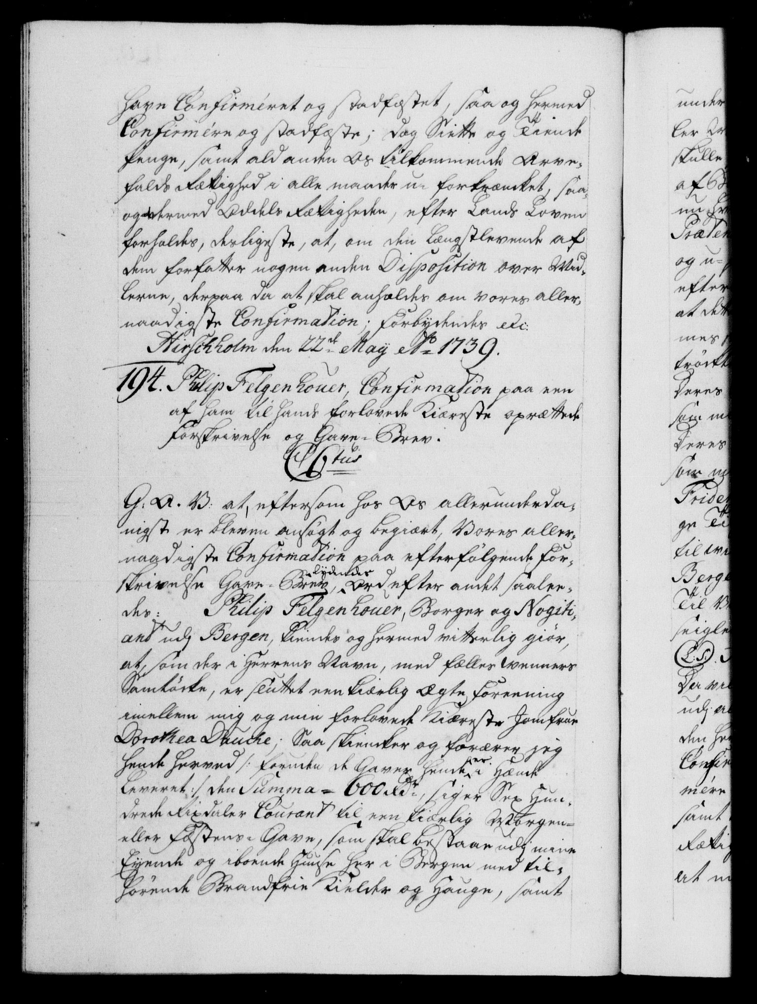 Danske Kanselli 1572-1799, AV/RA-EA-3023/F/Fc/Fca/Fcaa/L0031: Norske registre, 1739-1740, p. 129b