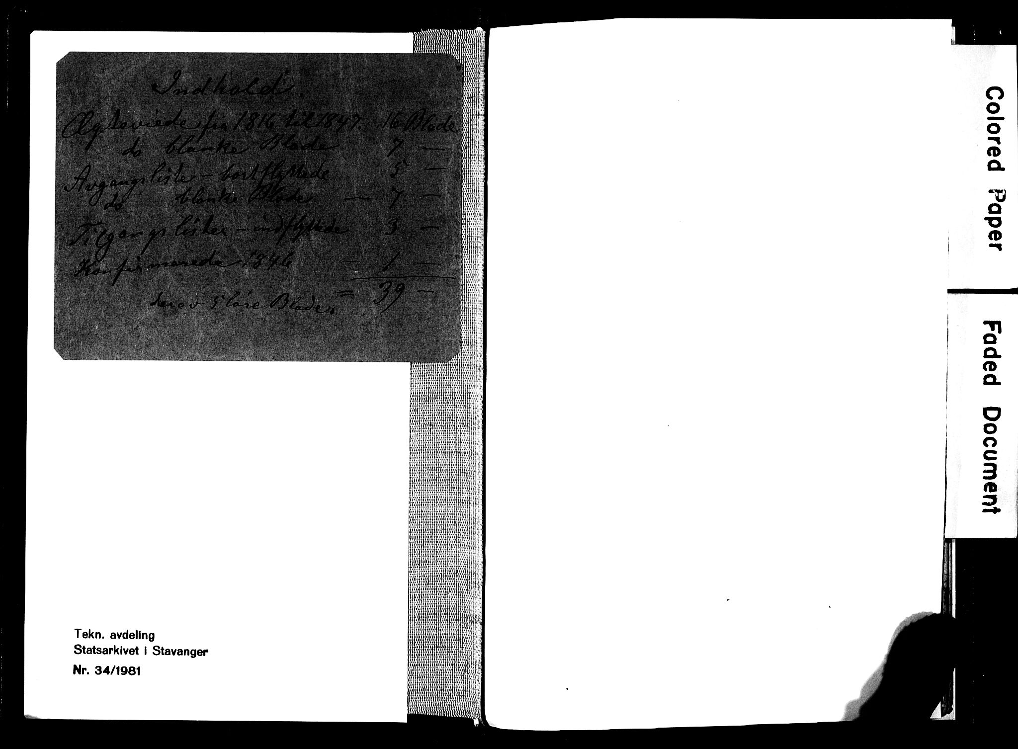 Eigersund sokneprestkontor, SAST/A-101807/S09/L0002: Parish register (copy) no. B 2, 1816-1847