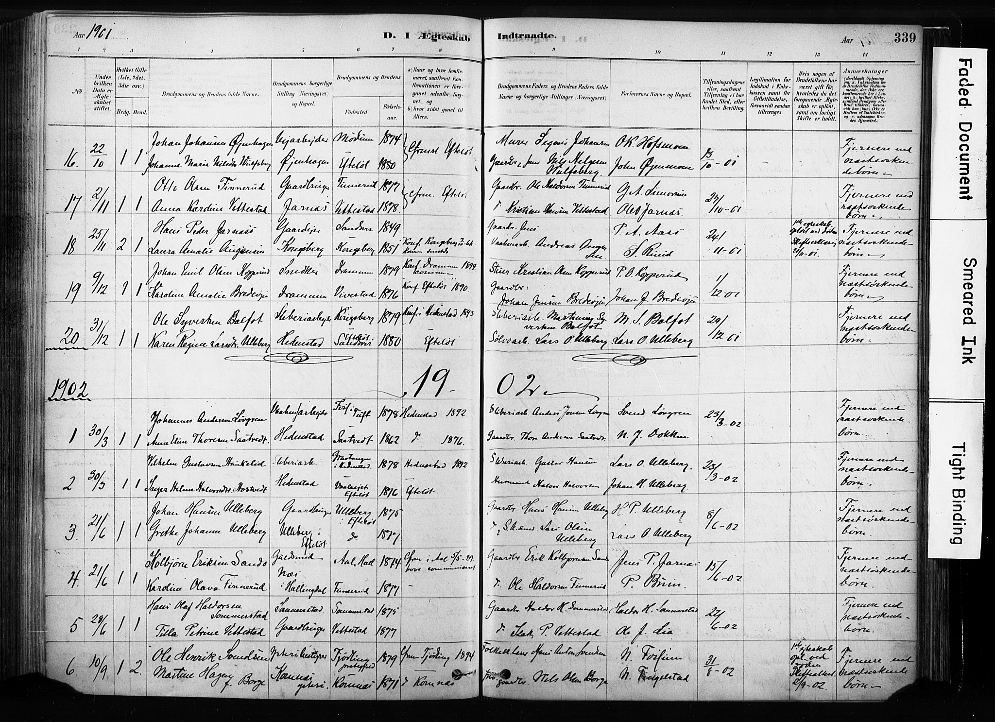 Sandsvær kirkebøker, AV/SAKO-A-244/F/Fb/L0001: Parish register (official) no. II 1, 1878-1906, p. 339