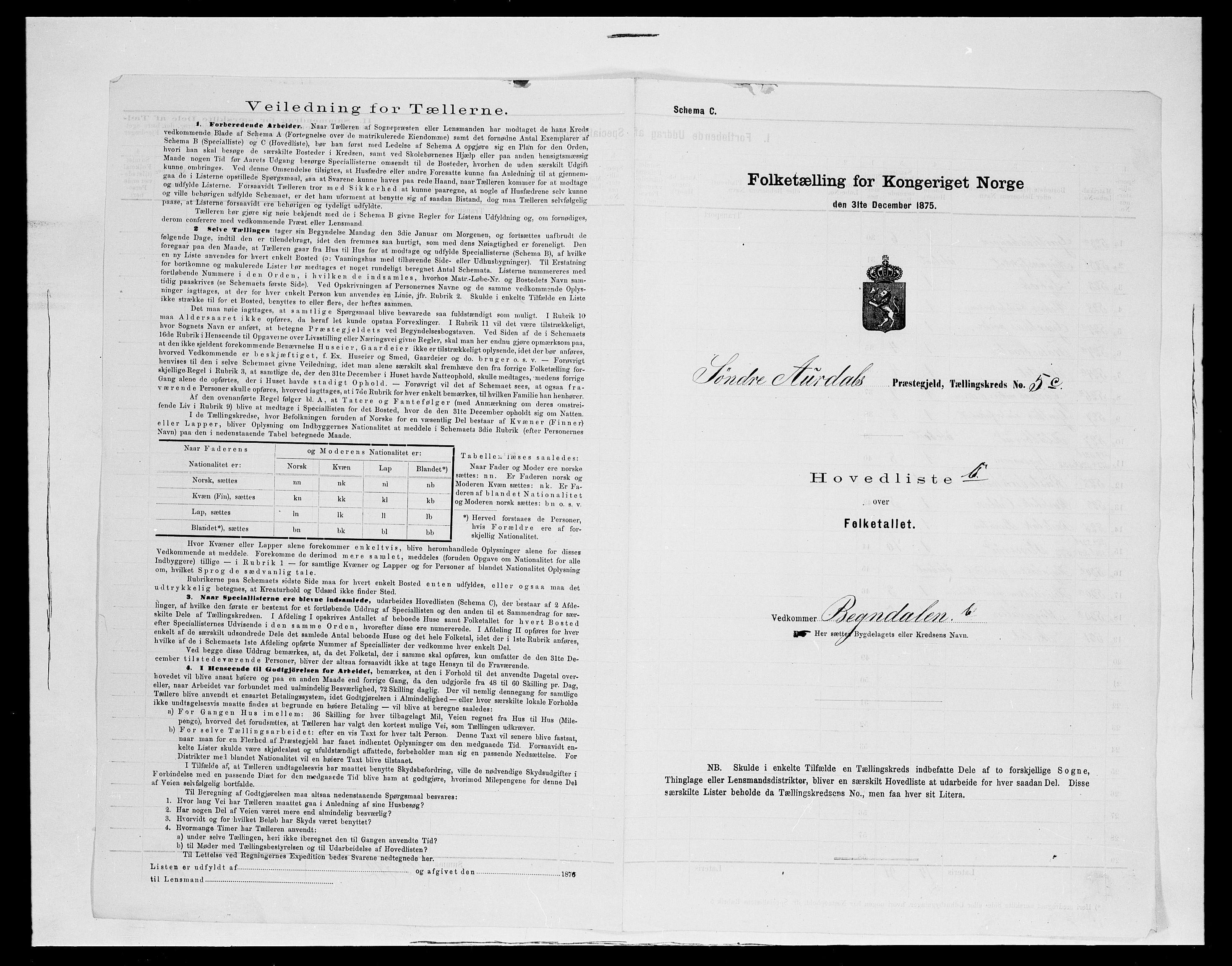 SAH, 1875 census for 0540P Sør-Aurdal, 1875, p. 42