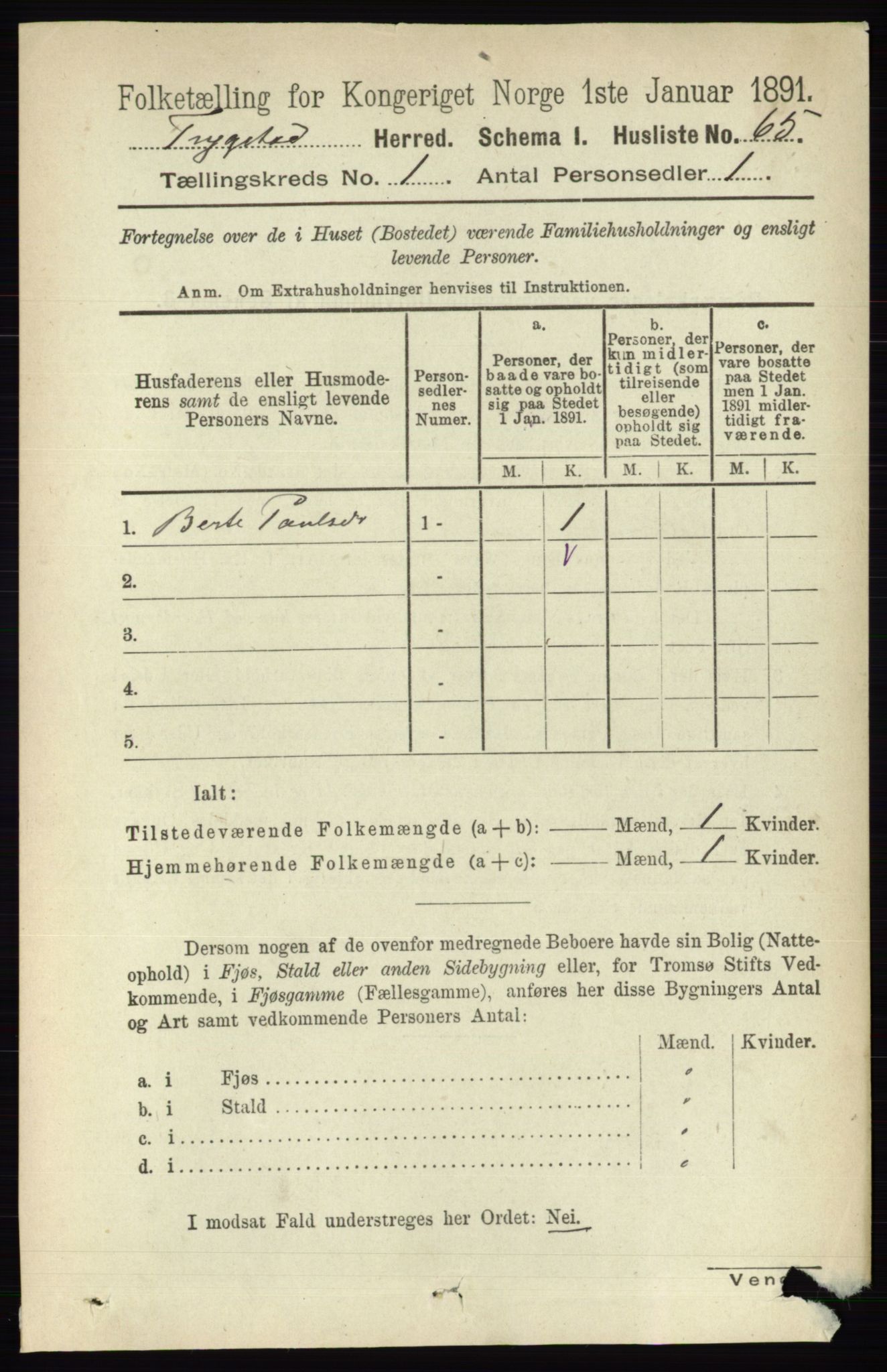 RA, 1891 Census for 0122 Trøgstad, 1891, p. 93