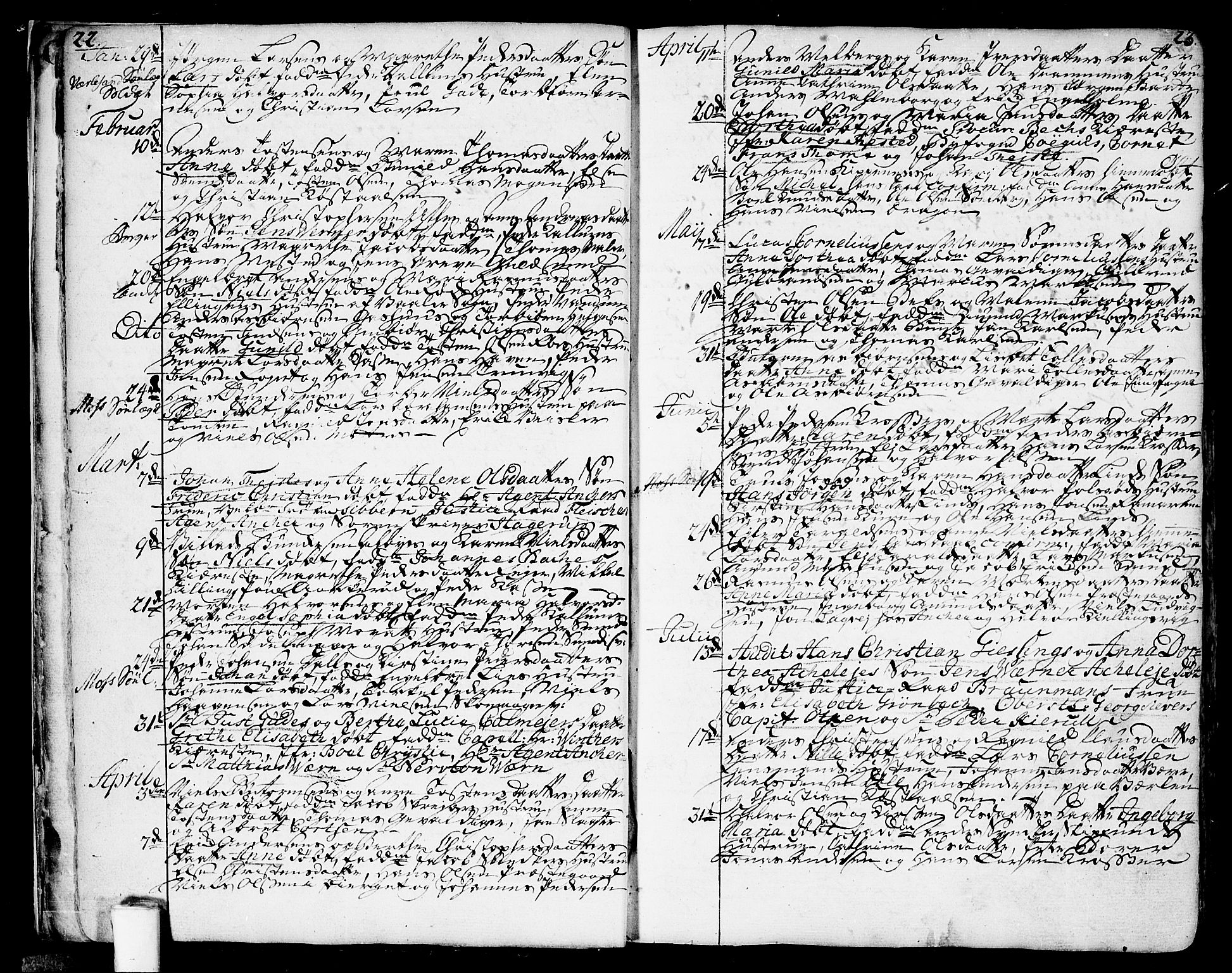 Moss prestekontor Kirkebøker, SAO/A-2003/F/Fa/L0002: Parish register (official) no. I 2, 1753-1779, p. 22-23