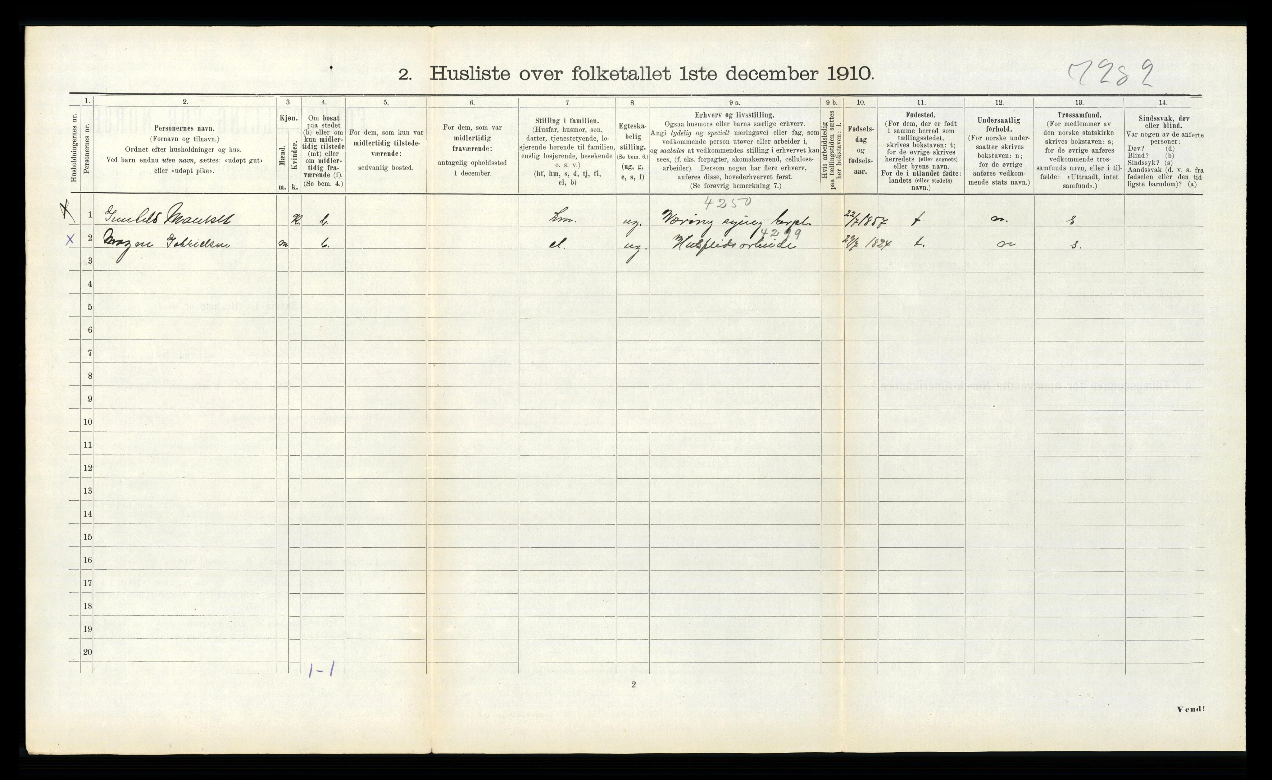 RA, 1910 census for Hornindal, 1910, p. 481