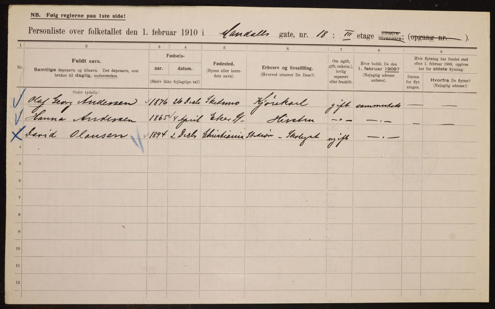 OBA, Municipal Census 1910 for Kristiania, 1910, p. 58371