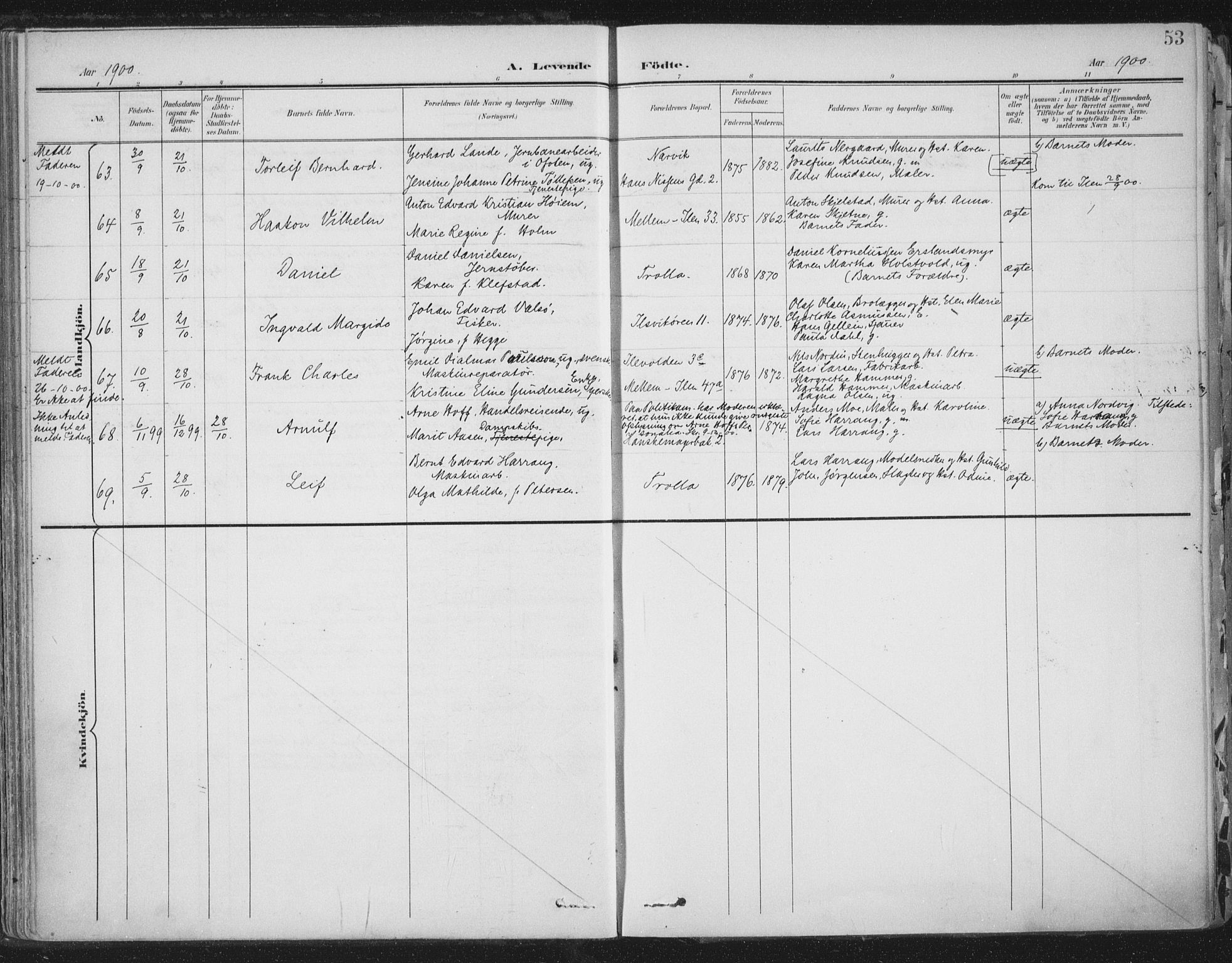 Ministerialprotokoller, klokkerbøker og fødselsregistre - Sør-Trøndelag, AV/SAT-A-1456/603/L0167: Parish register (official) no. 603A06, 1896-1932, p. 53