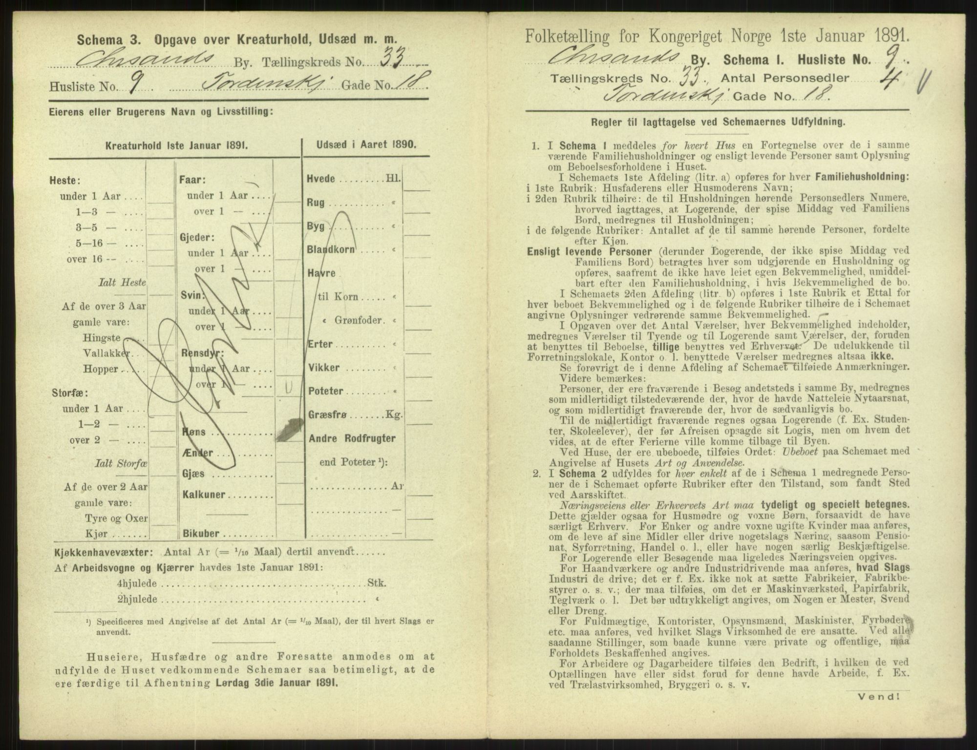 RA, 1891 census for 1001 Kristiansand, 1891, p. 1794